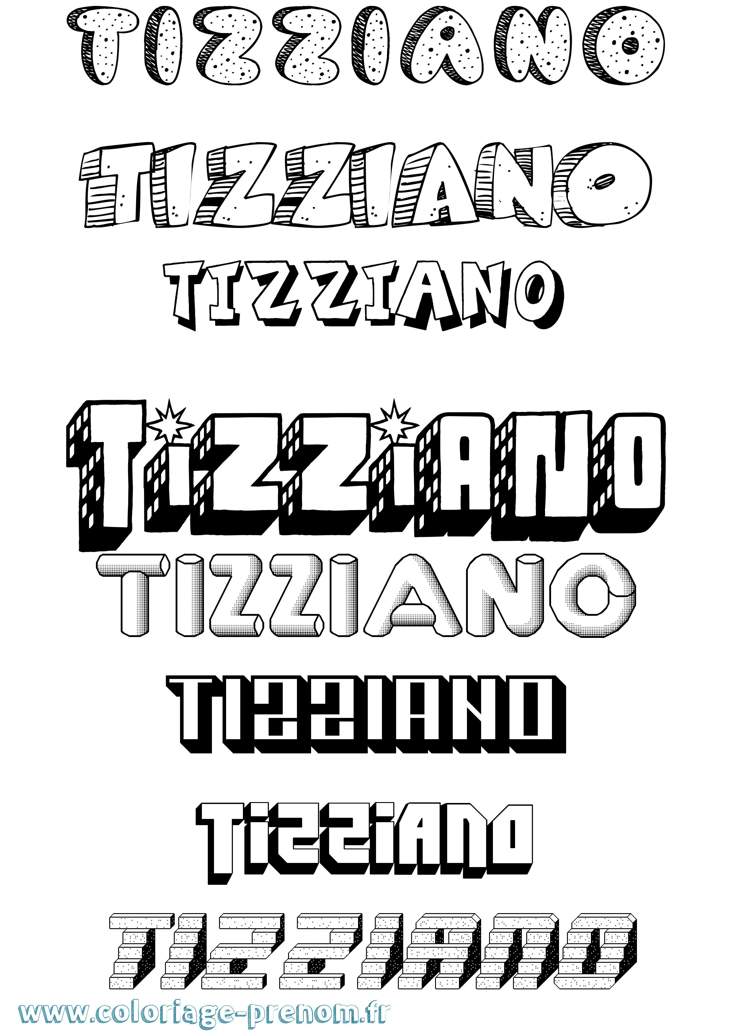 Coloriage Tizziano Effet 3D Coloriage prénom Tizziano Effet 3D