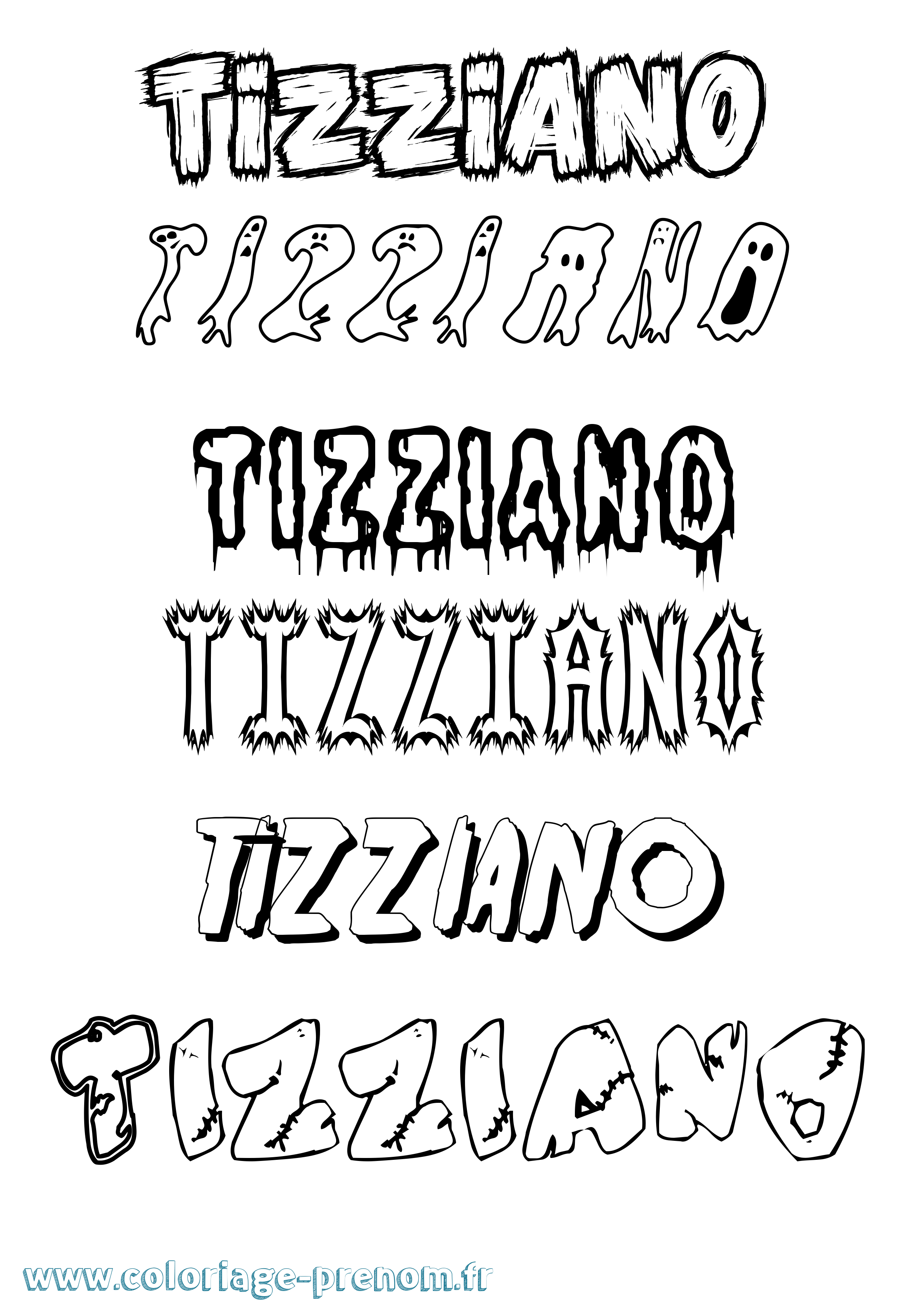 Coloriage Tizziano Frisson Coloriage prénom Tizziano Frisson