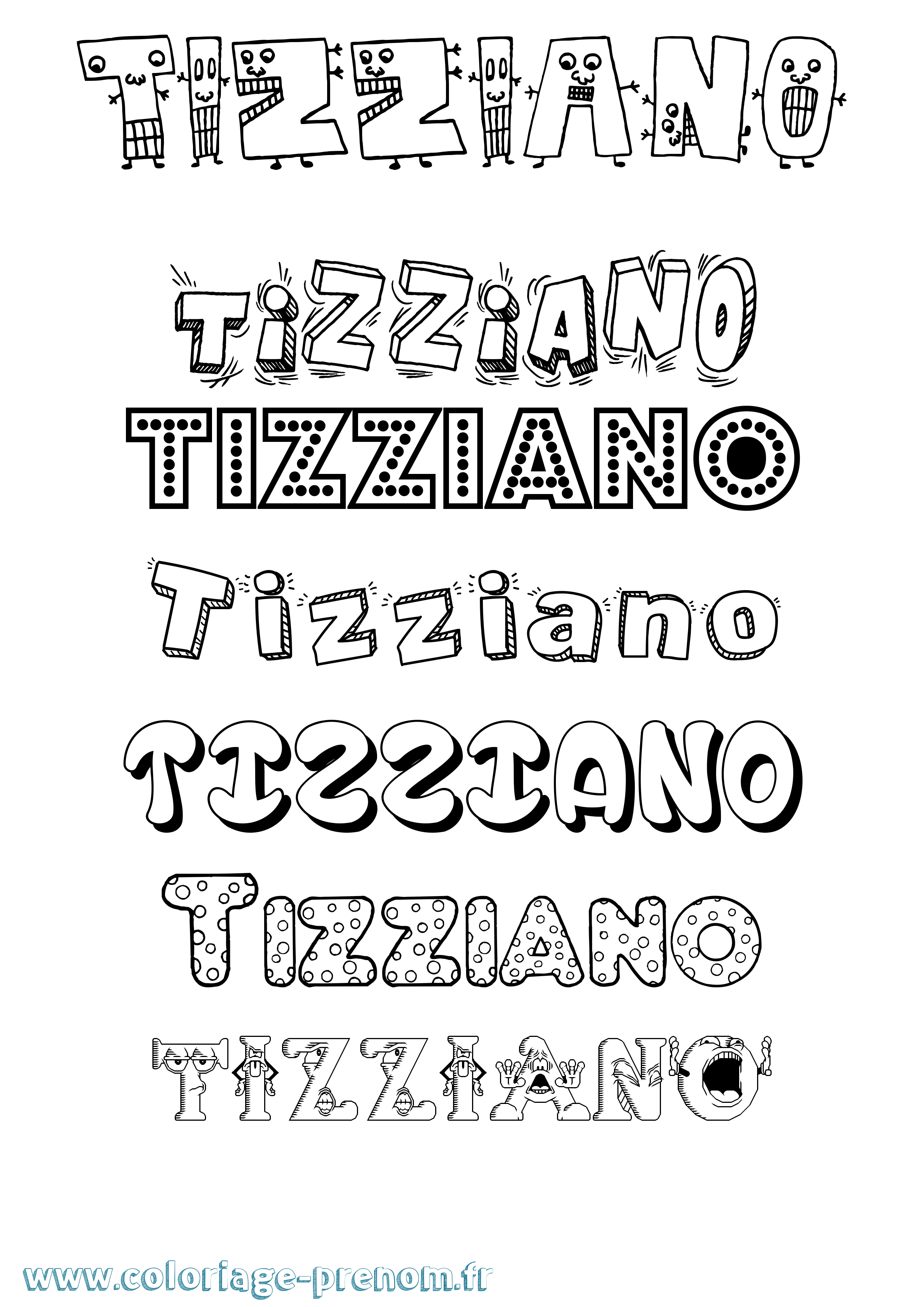 Coloriage Tizziano Fun Coloriage prénom Tizziano Fun
