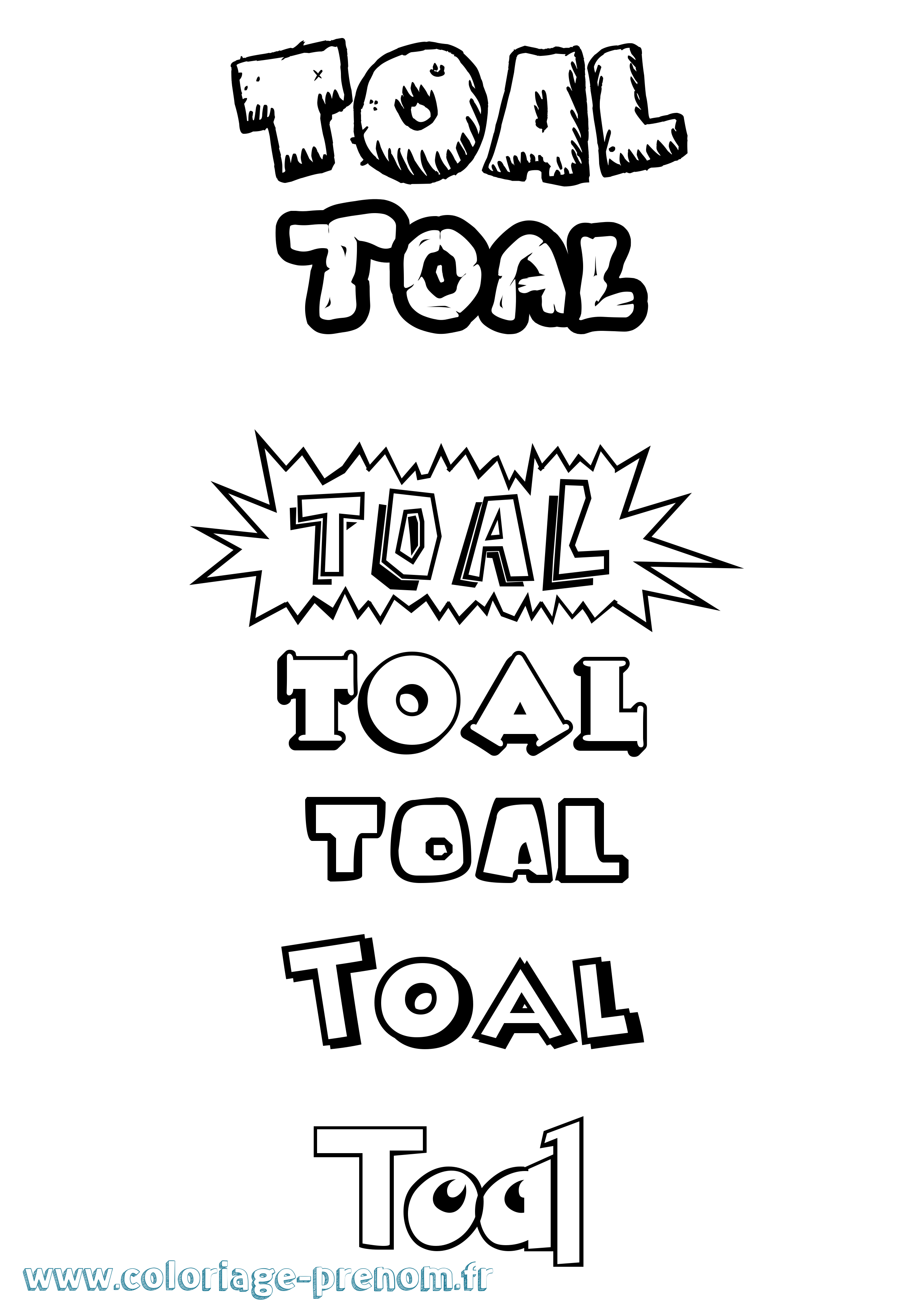 Coloriage Toal Dessin Animé Coloriage prénom Toal Dessin Animé