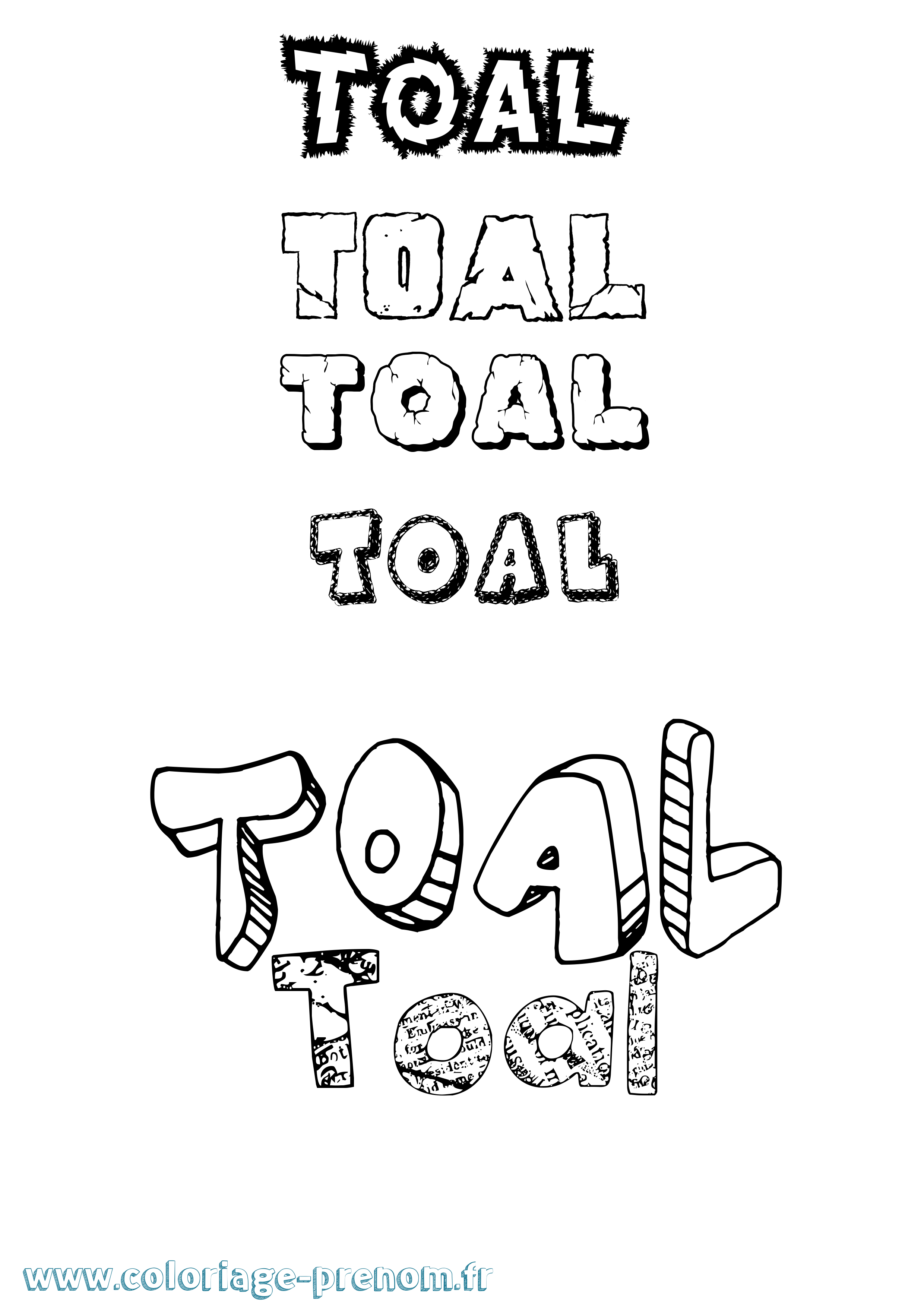 Coloriage Toal Destructuré Coloriage prénom Toal Destructuré