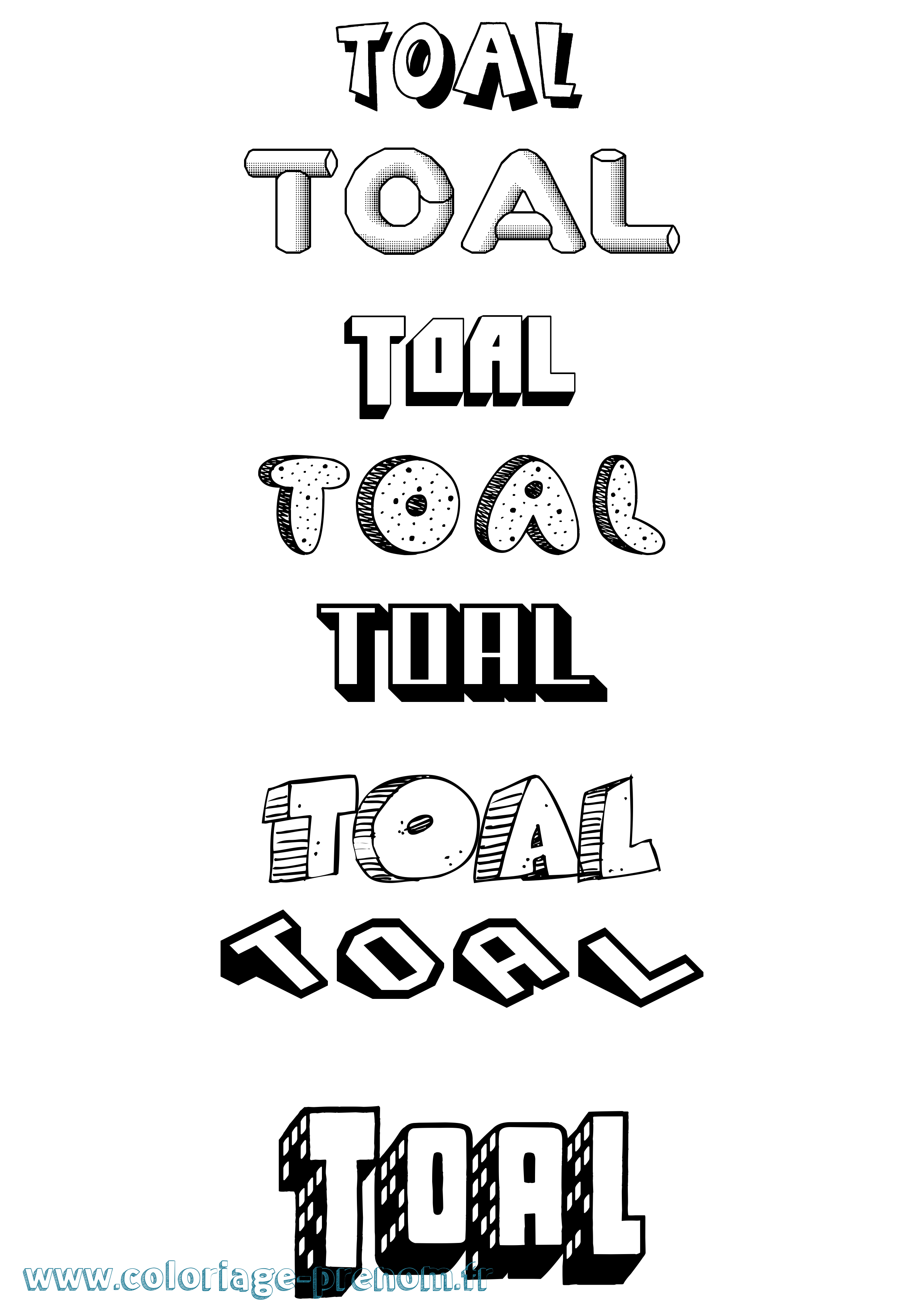 Coloriage Toal Effet 3D Coloriage prénom Toal Effet 3D