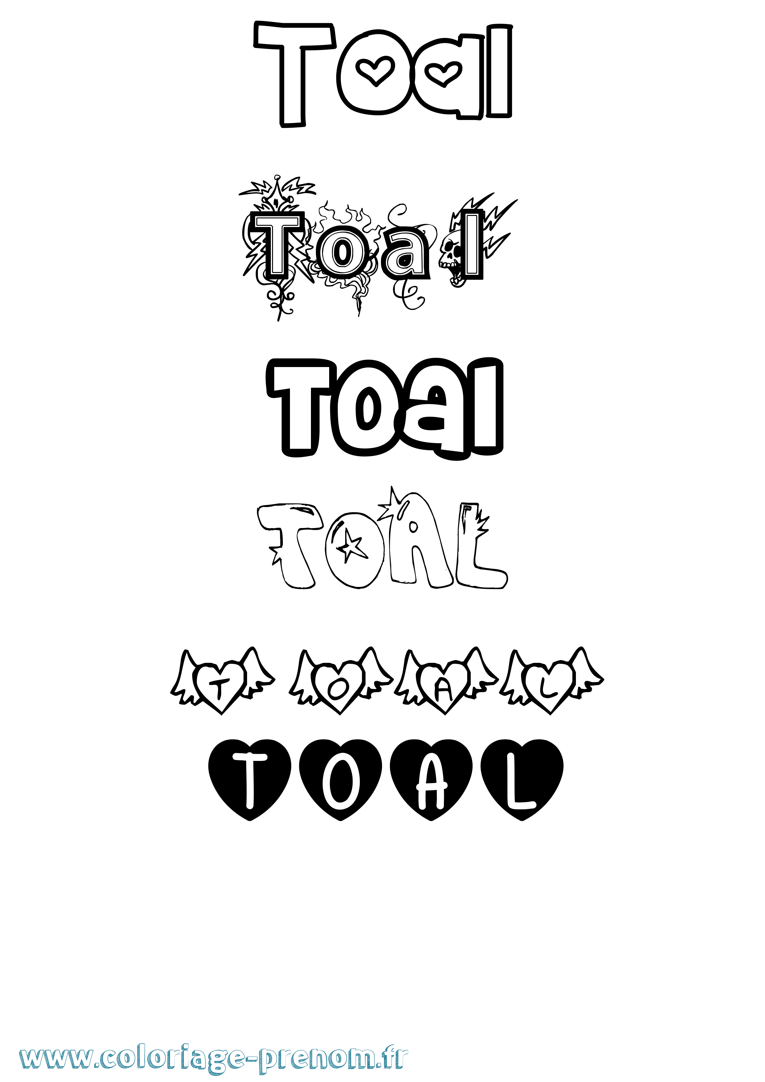 Coloriage Toal Girly Coloriage prénom Toal Girly