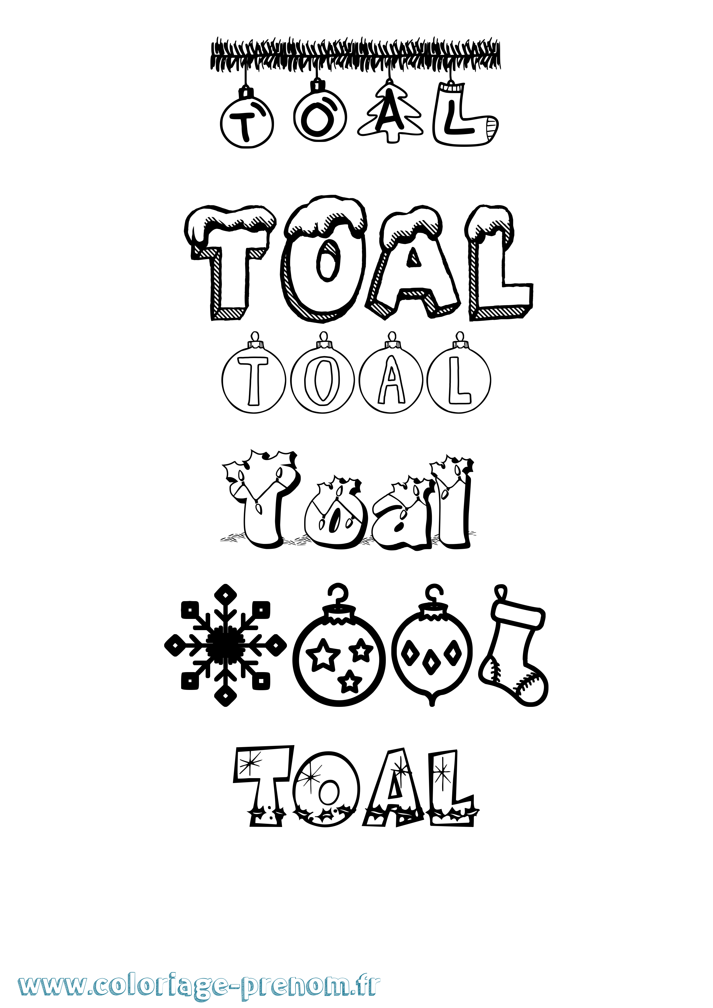 Coloriage Toal Noël Coloriage prénom Toal Noël