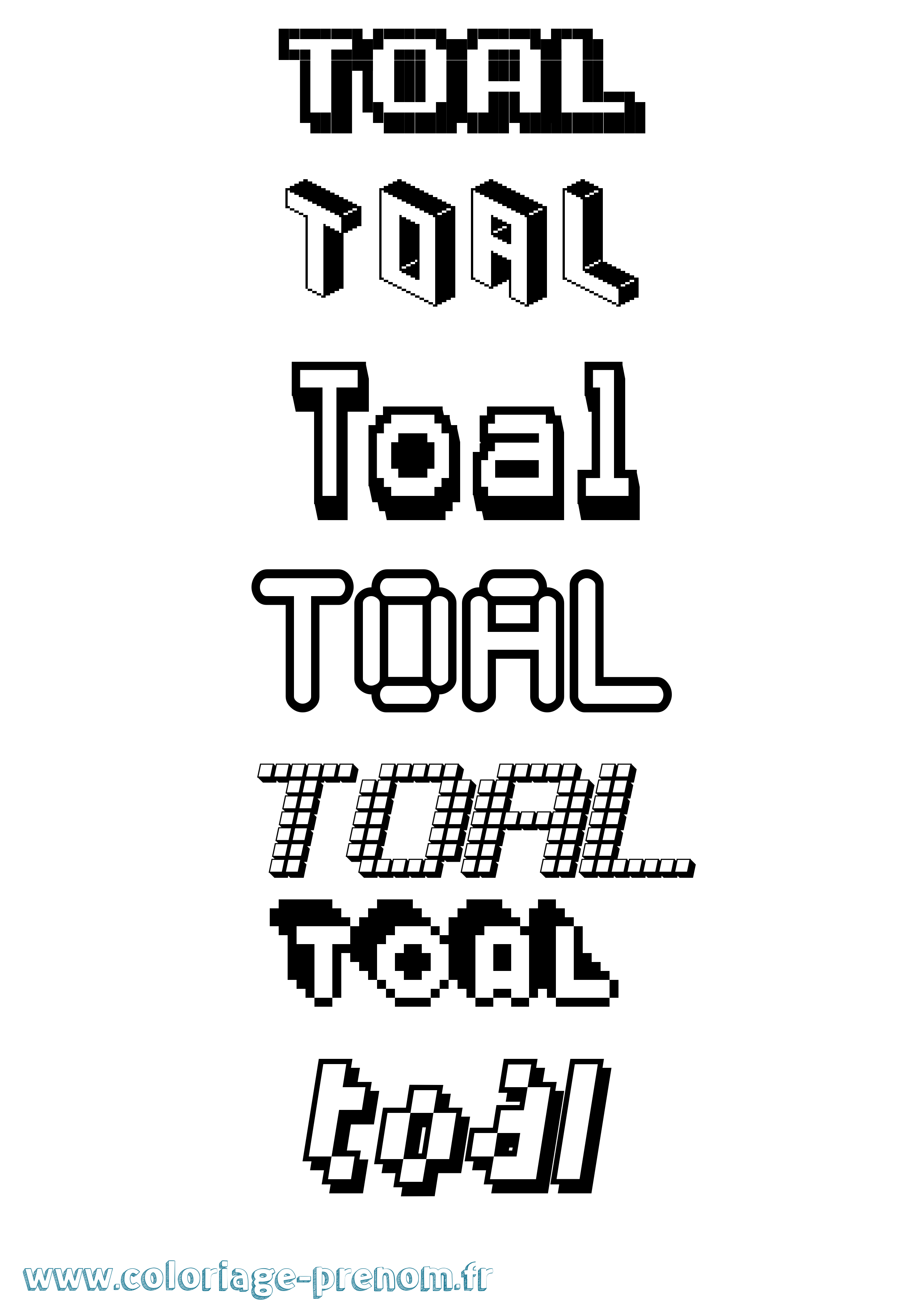 Coloriage Toal Pixel Coloriage prénom Toal Pixel