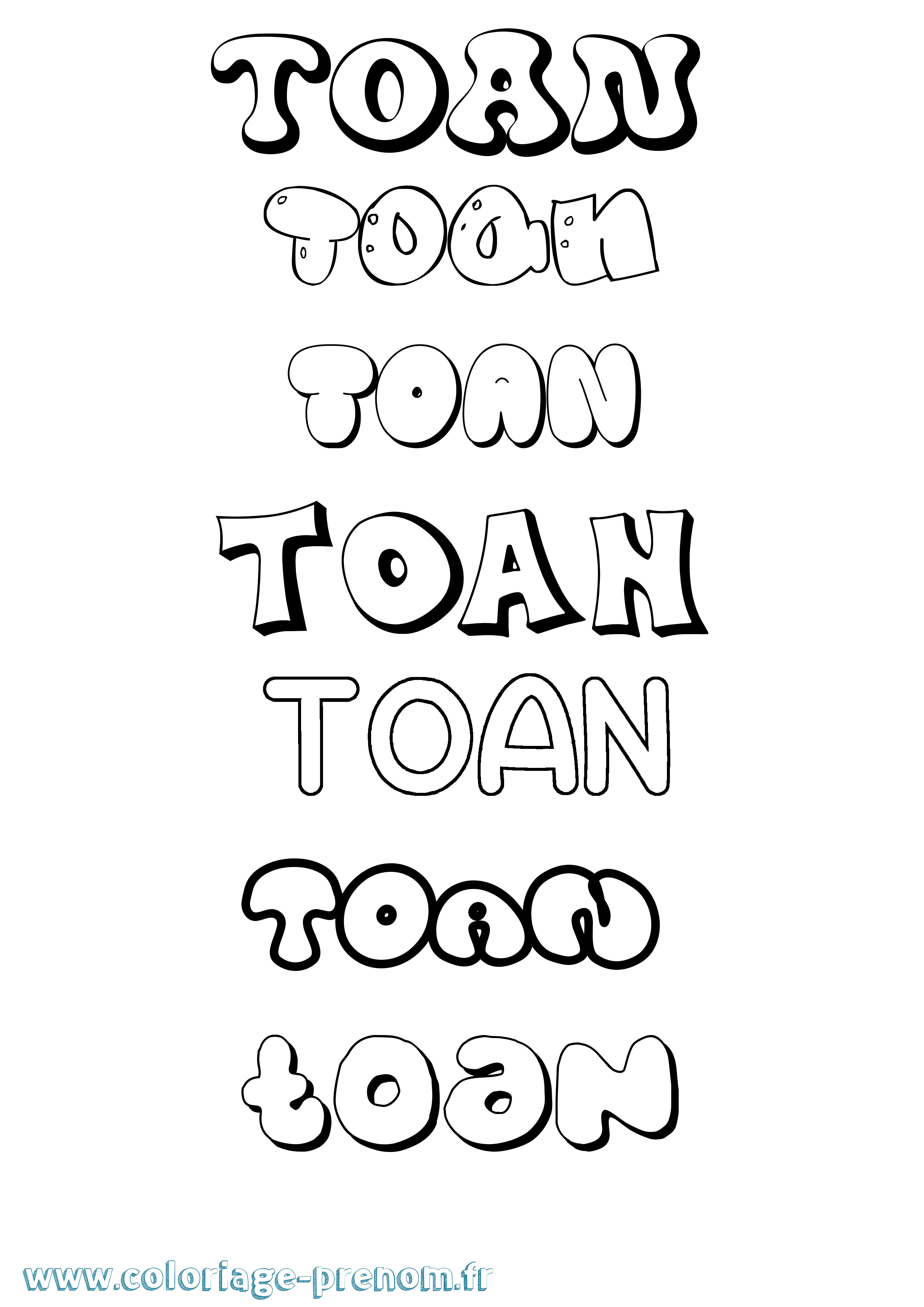 Coloriage Toan Bubble Coloriage prénom Toan Bubble