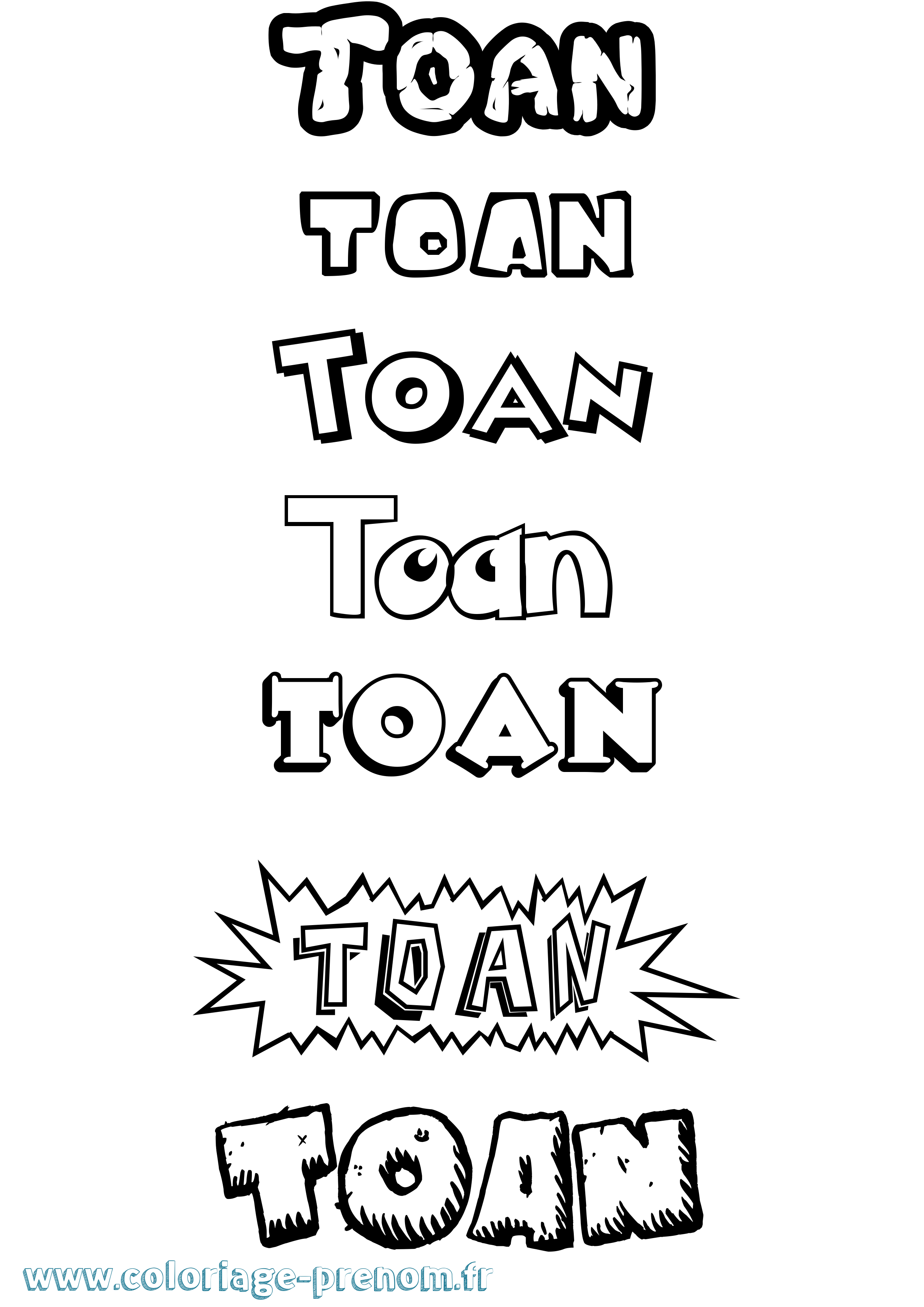 Coloriage Toan Dessin Animé Coloriage prénom Toan Dessin Animé