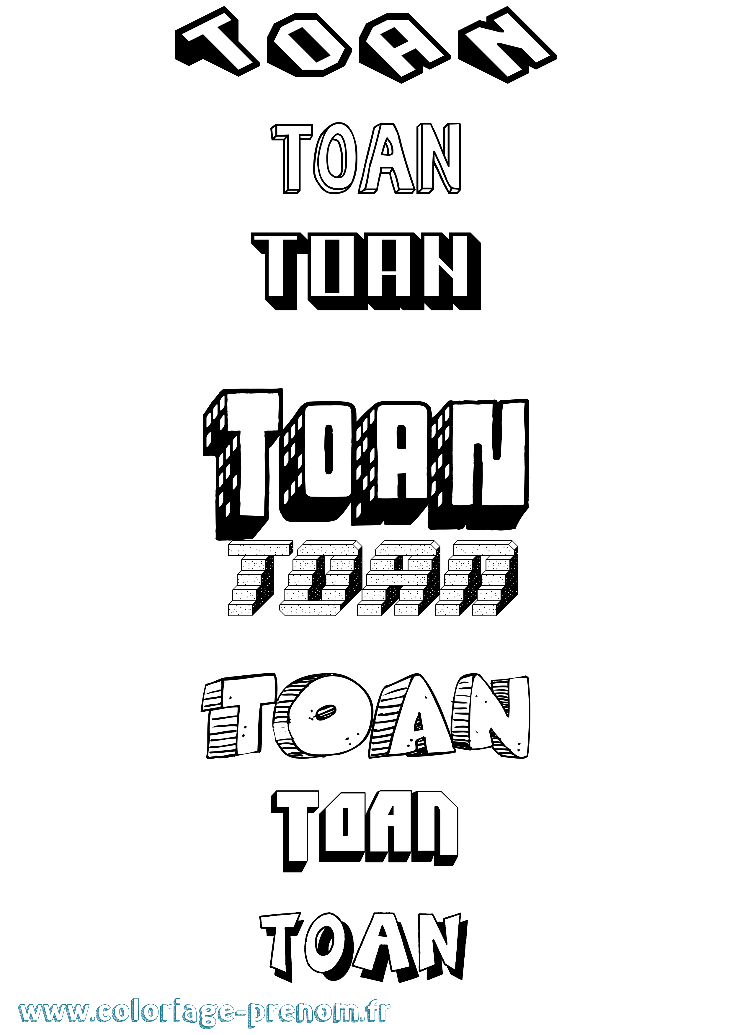 Coloriage Toan Effet 3D Coloriage prénom Toan Effet 3D