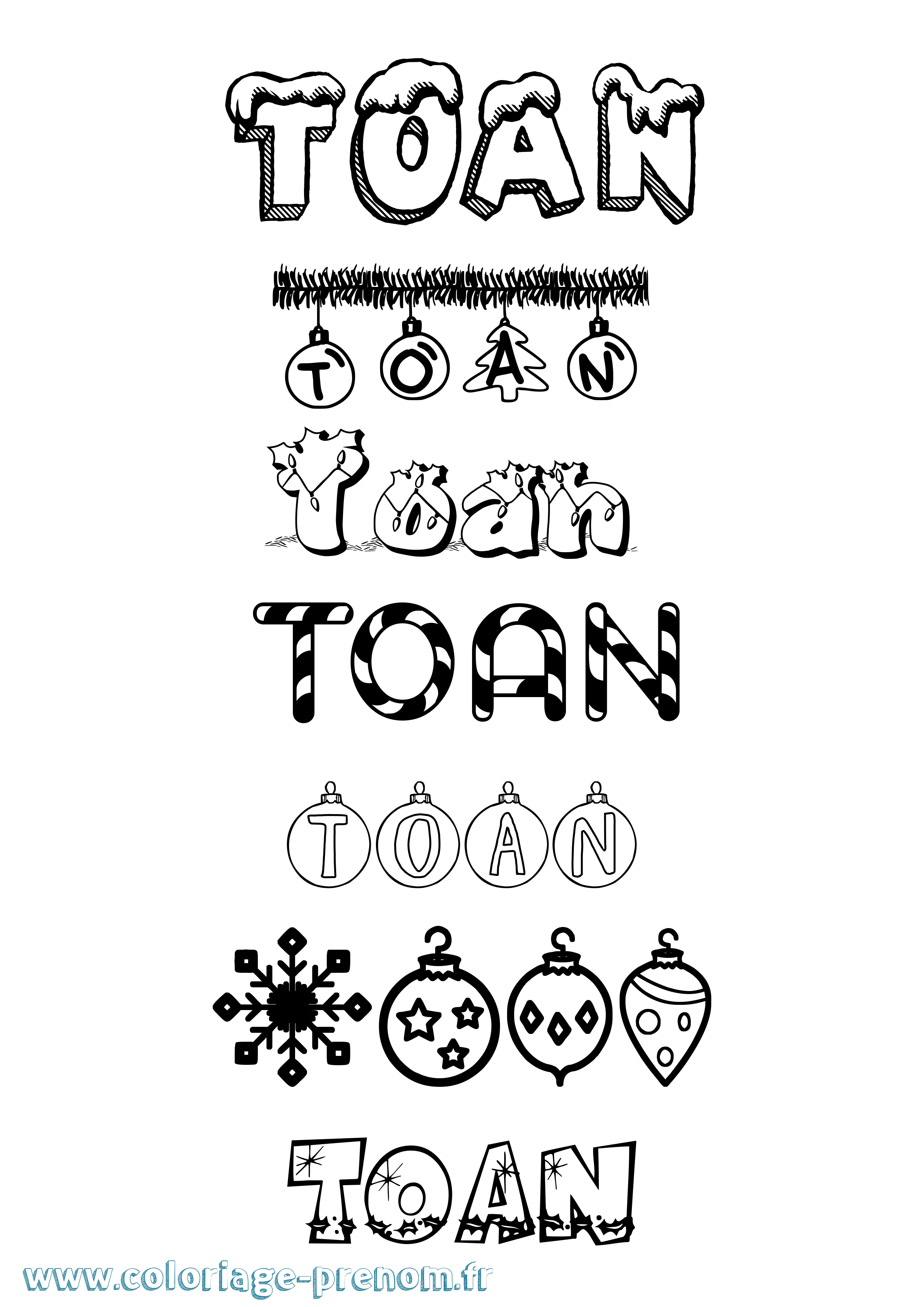 Coloriage Toan Noël Coloriage prénom Toan Noël