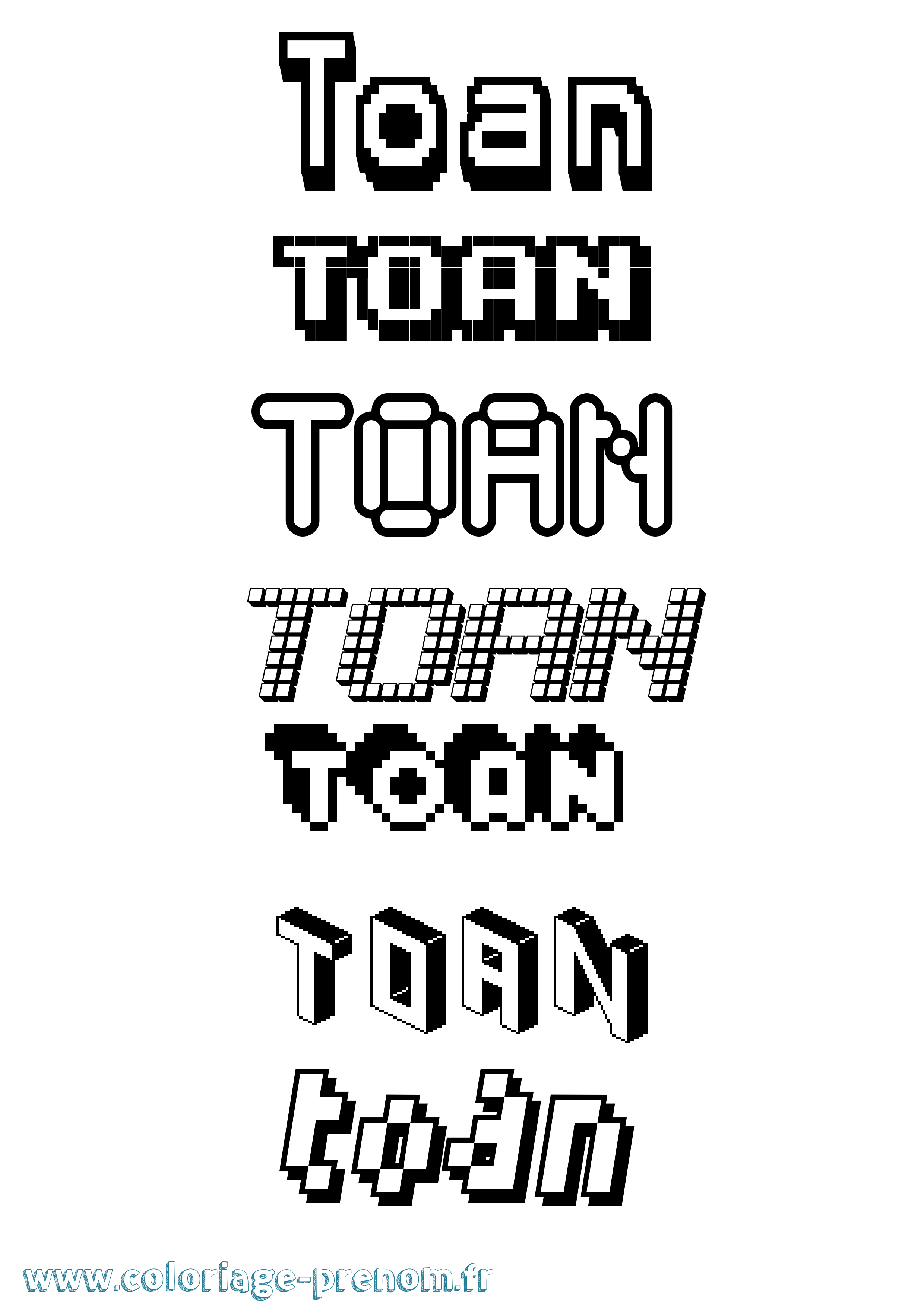 Coloriage Toan Pixel Coloriage prénom Toan Pixel