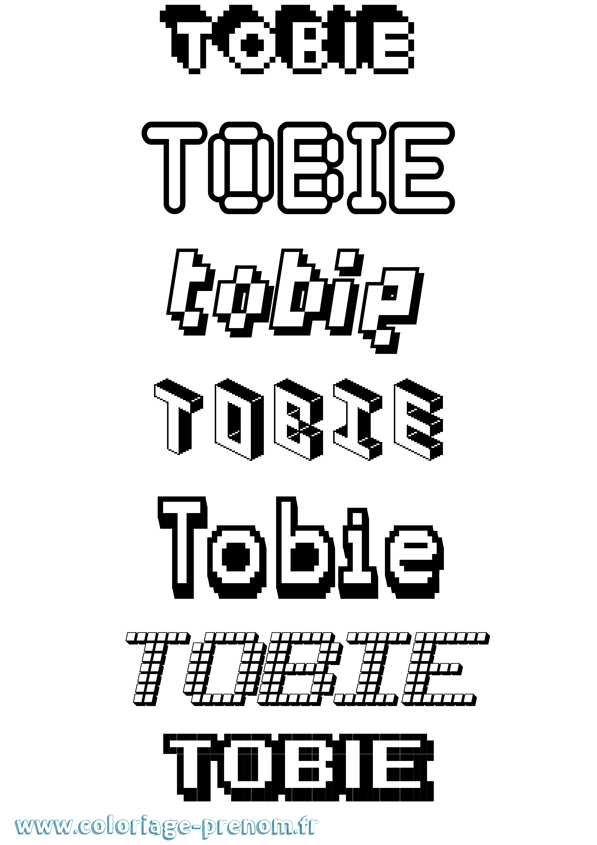 Coloriage Tobie Pixel Coloriage prénom Tobie Pixel