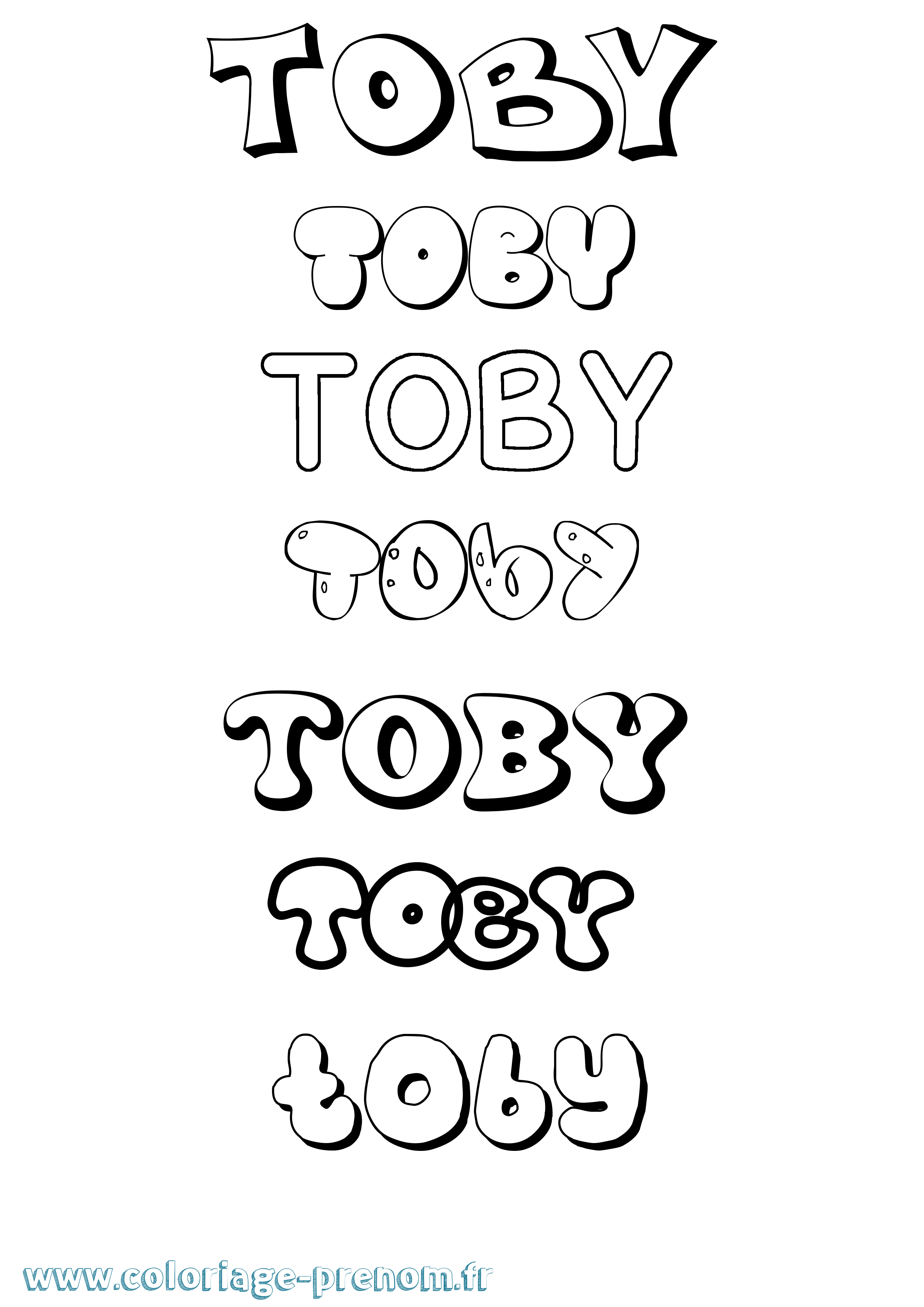 Coloriage Toby Bubble Coloriage prénom Toby Bubble