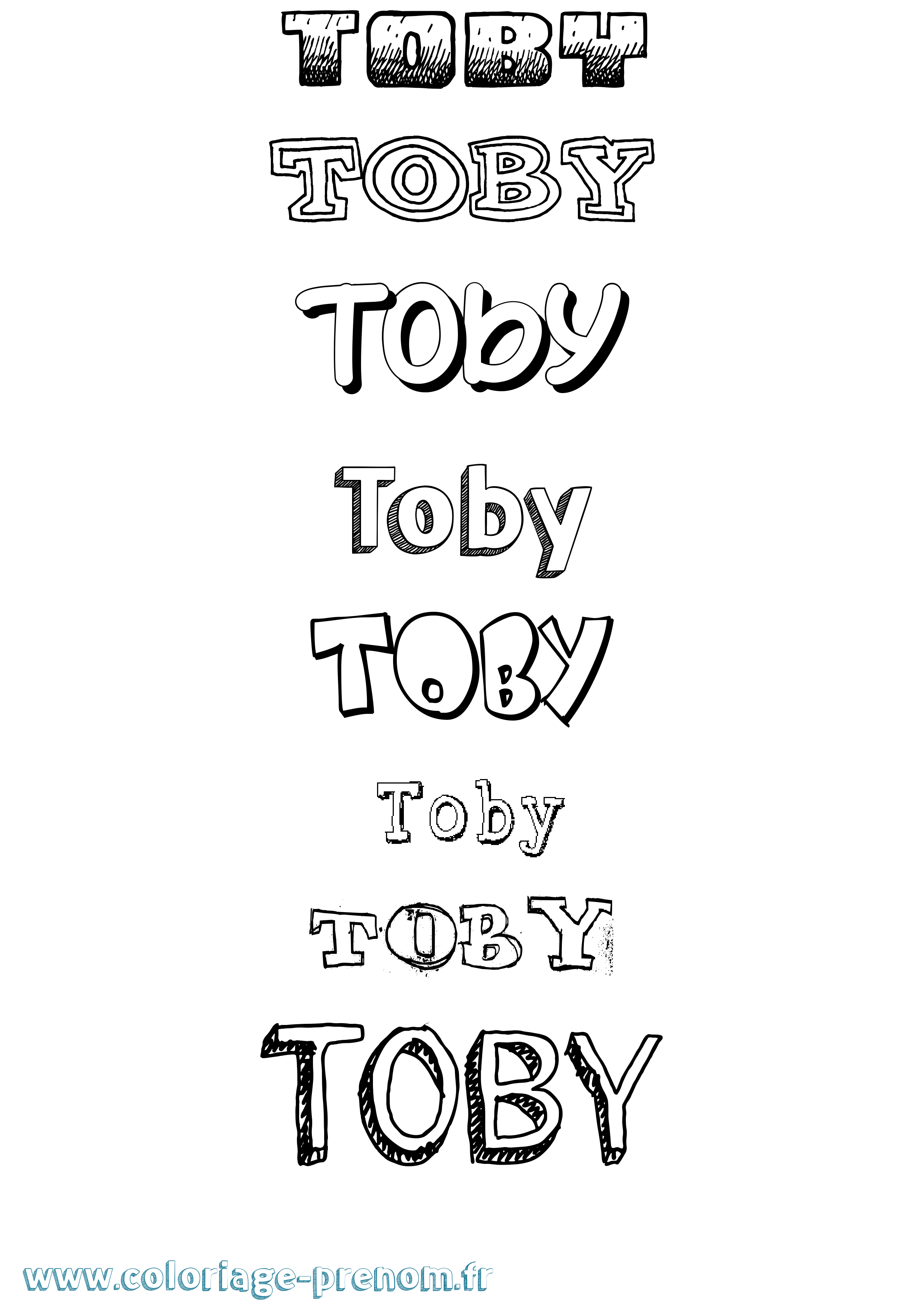 Coloriage Toby Dessiné Coloriage prénom Toby Dessiné