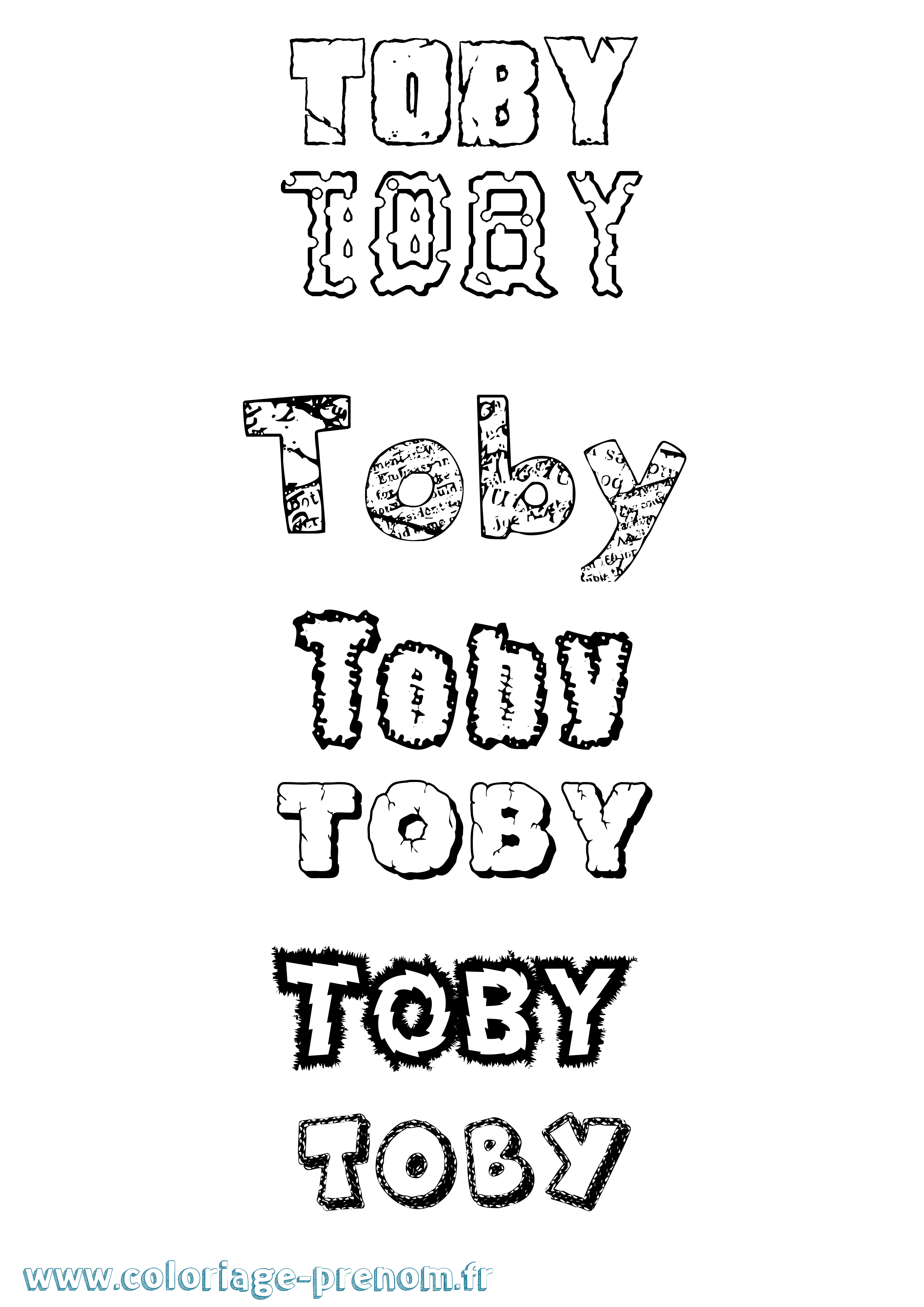 Coloriage Toby Destructuré Coloriage prénom Toby Destructuré