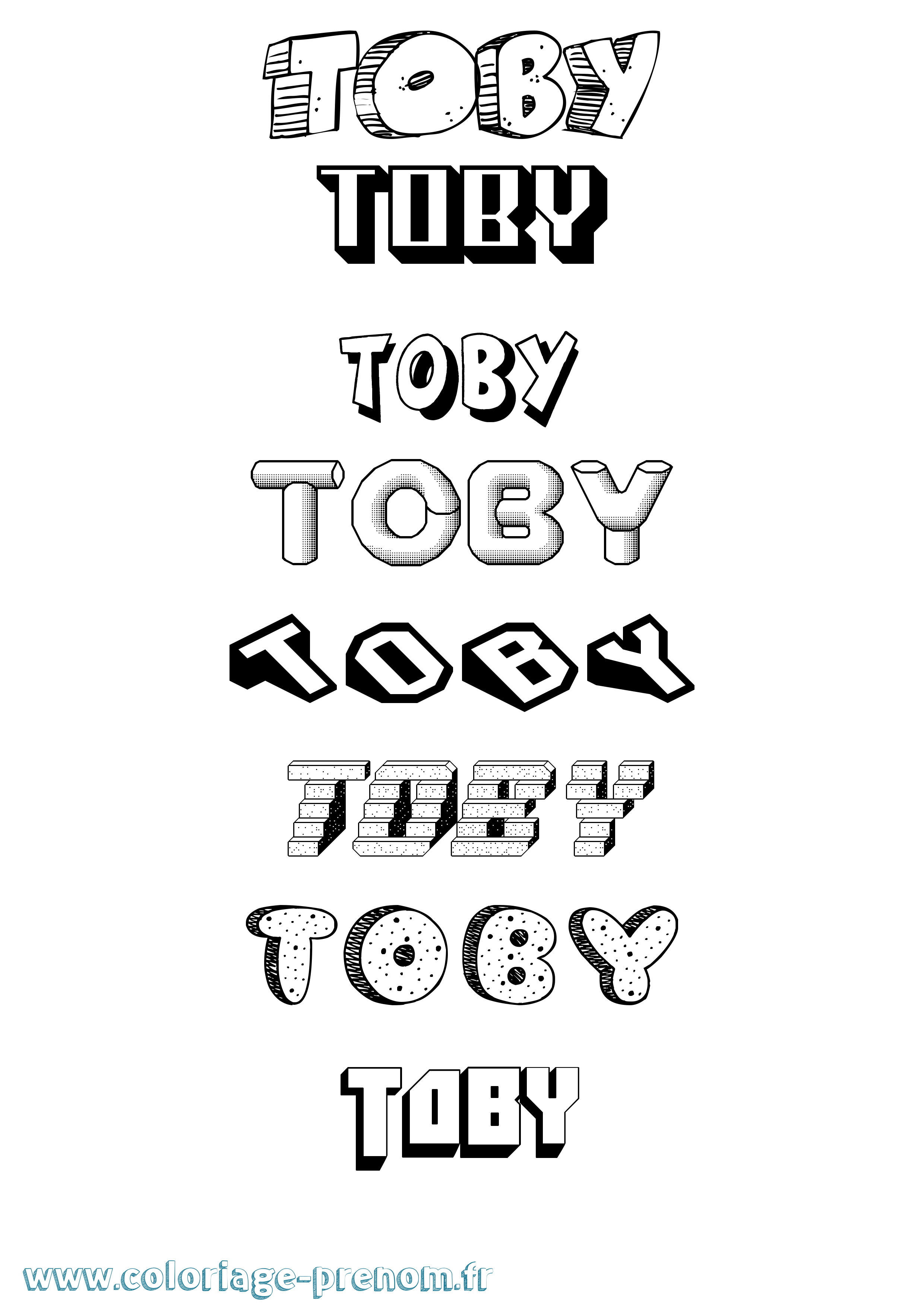 Coloriage Toby Effet 3D Coloriage prénom Toby Effet 3D