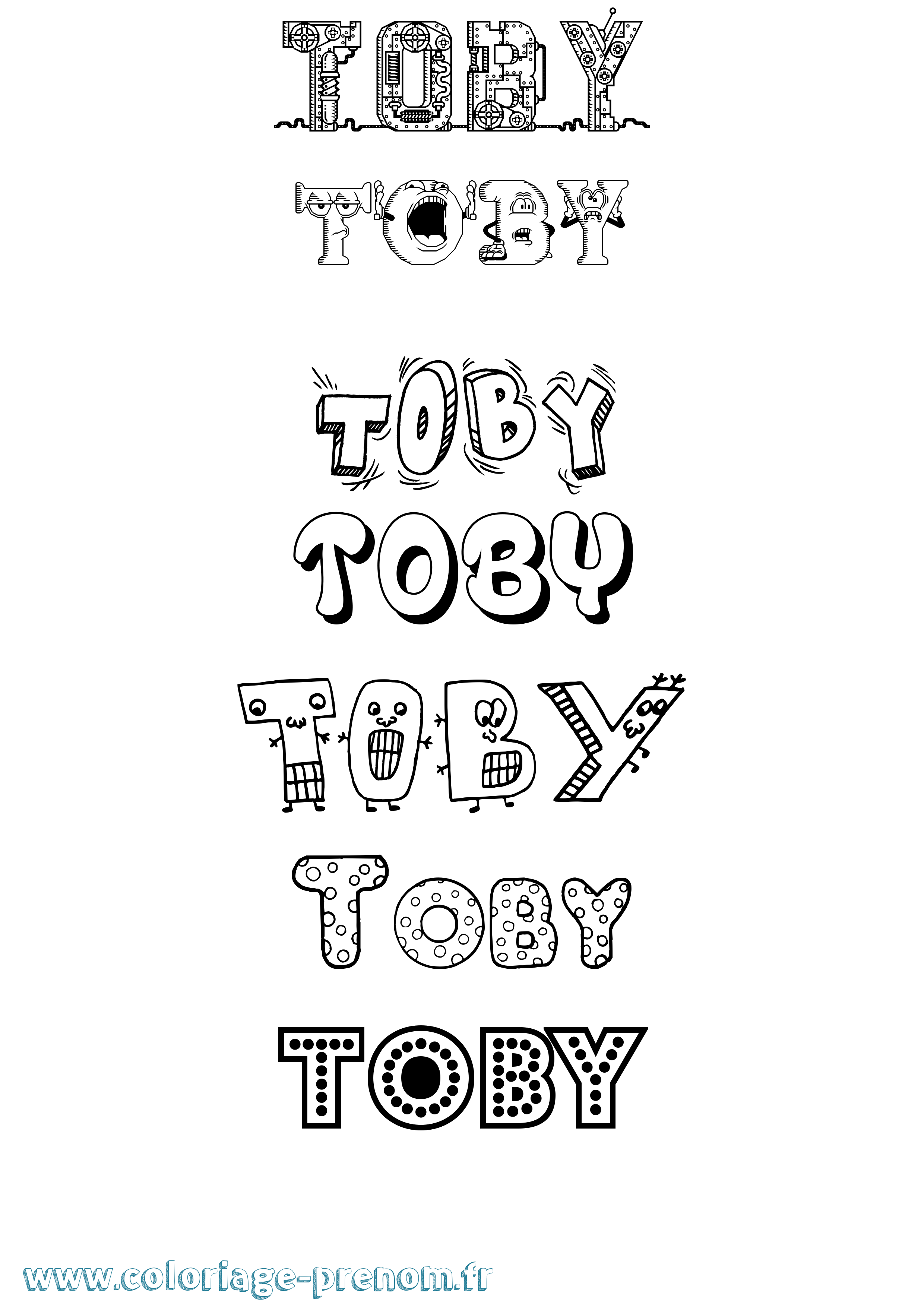 Coloriage Toby Fun Coloriage prénom Toby Fun