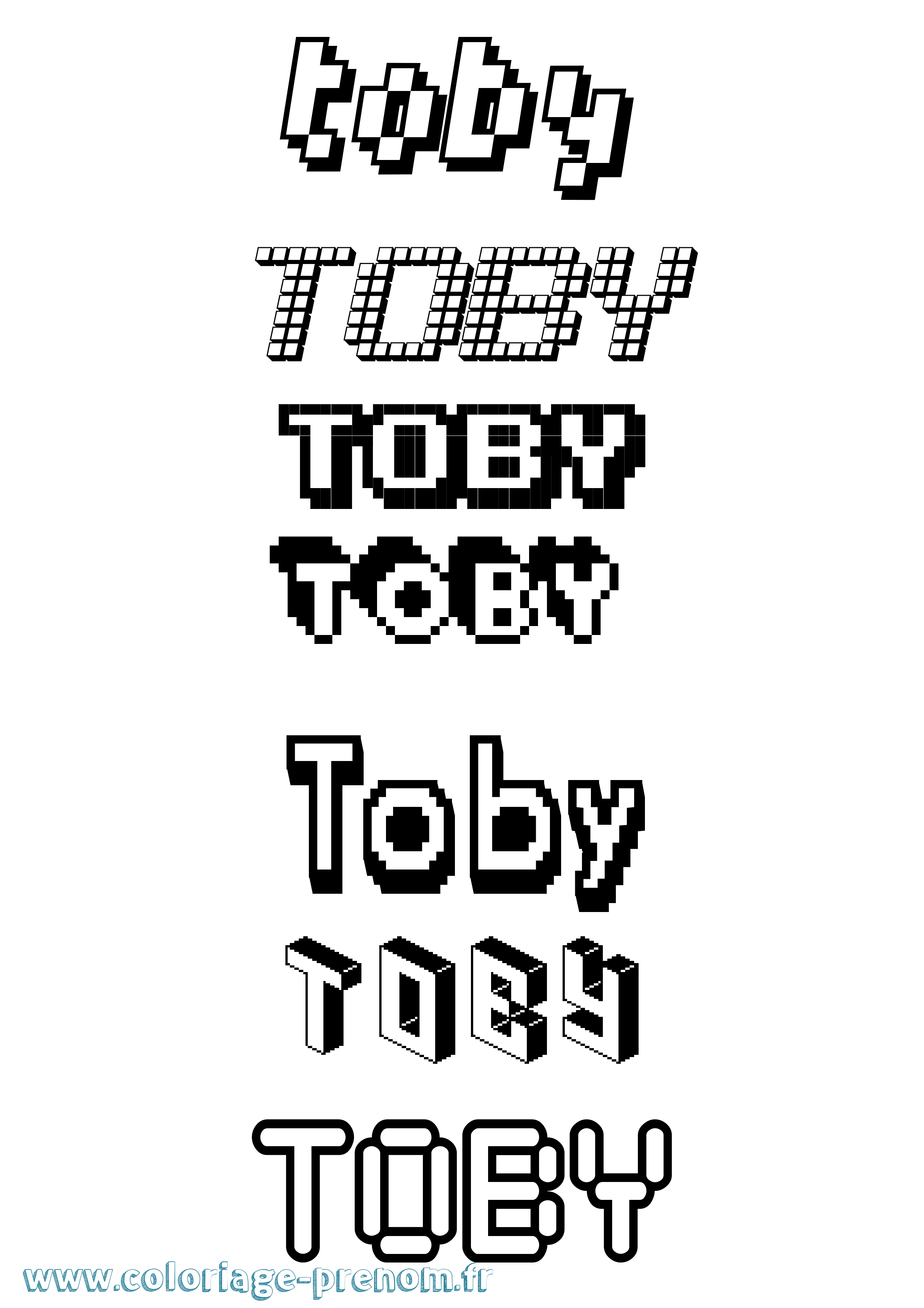 Coloriage Toby Pixel Coloriage prénom Toby Pixel