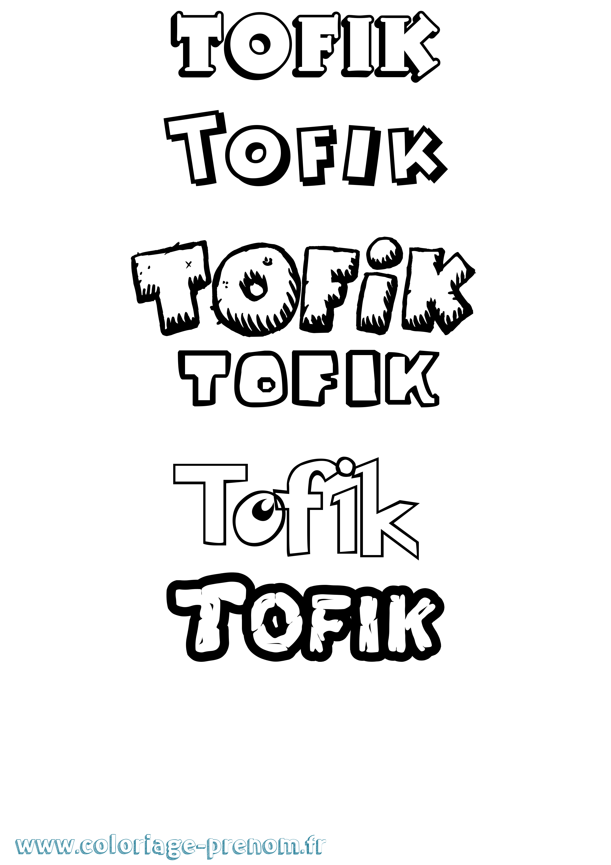Coloriage Tofik Dessin Animé Coloriage prénom Tofik Dessin Animé