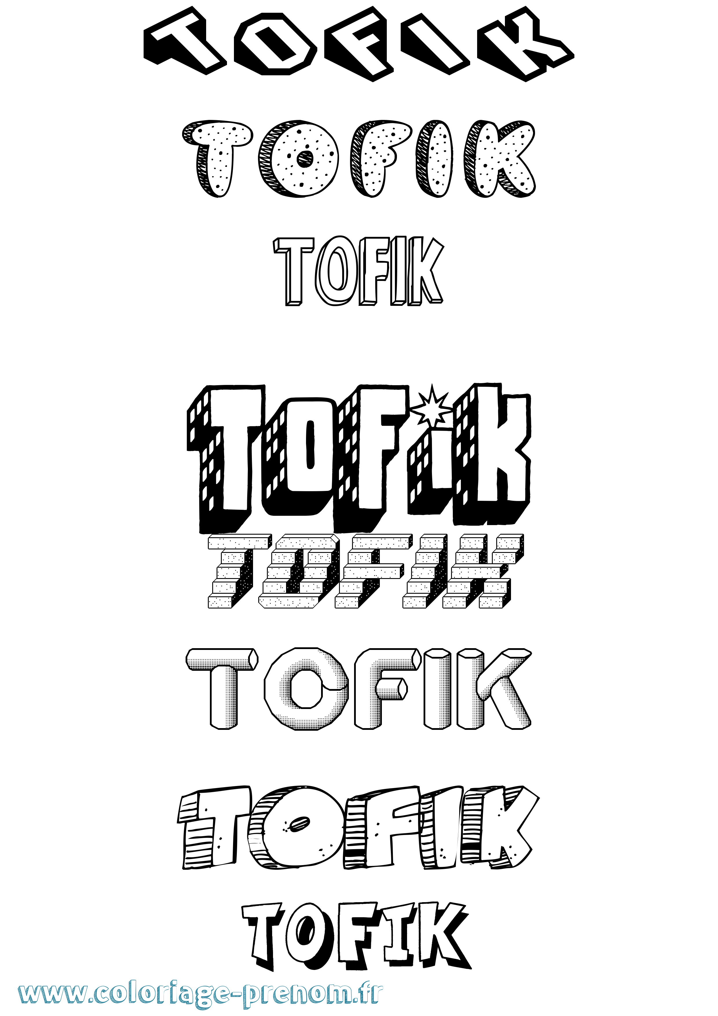 Coloriage Tofik Effet 3D Coloriage prénom Tofik Effet 3D