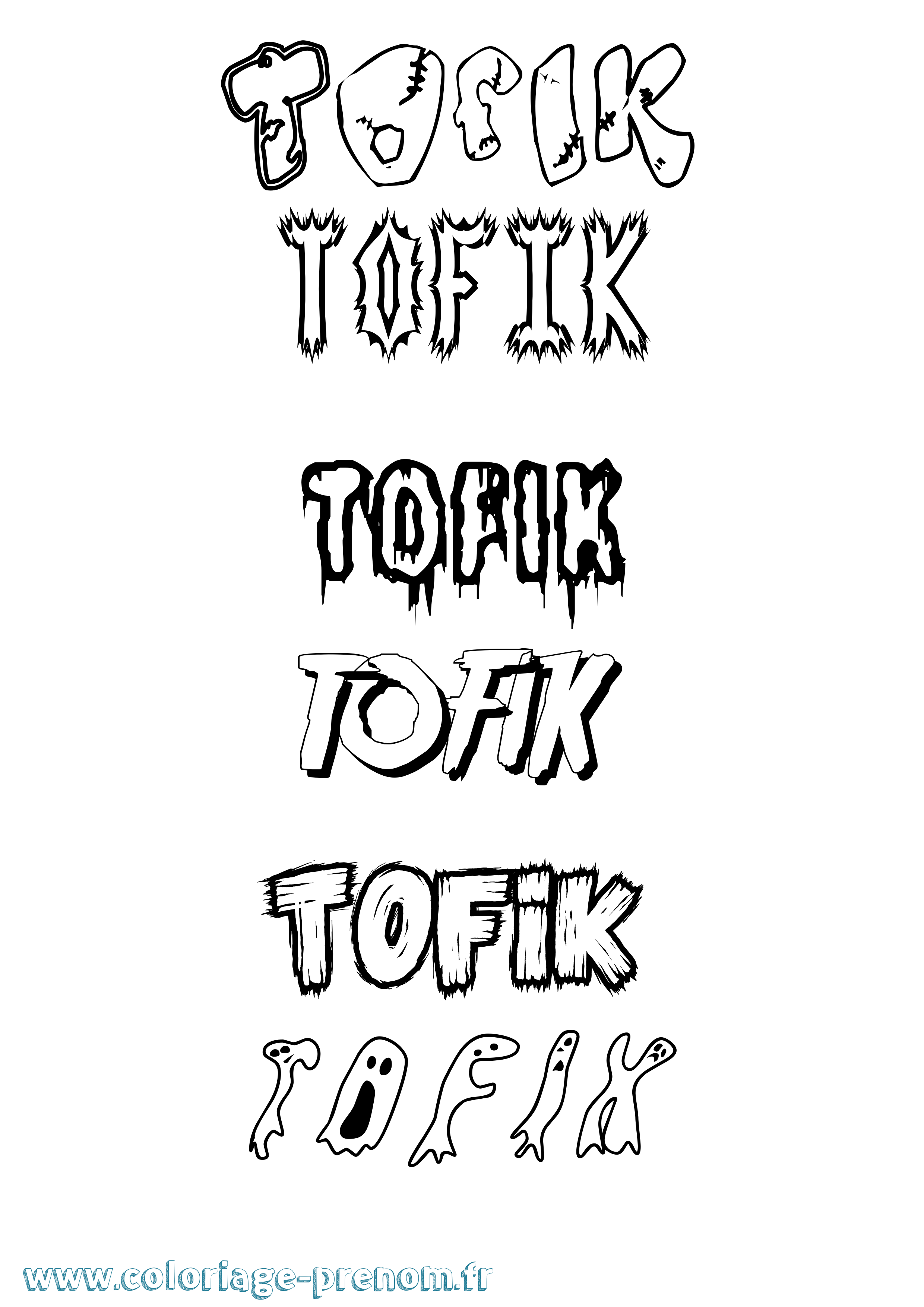 Coloriage Tofik Frisson Coloriage prénom Tofik Frisson
