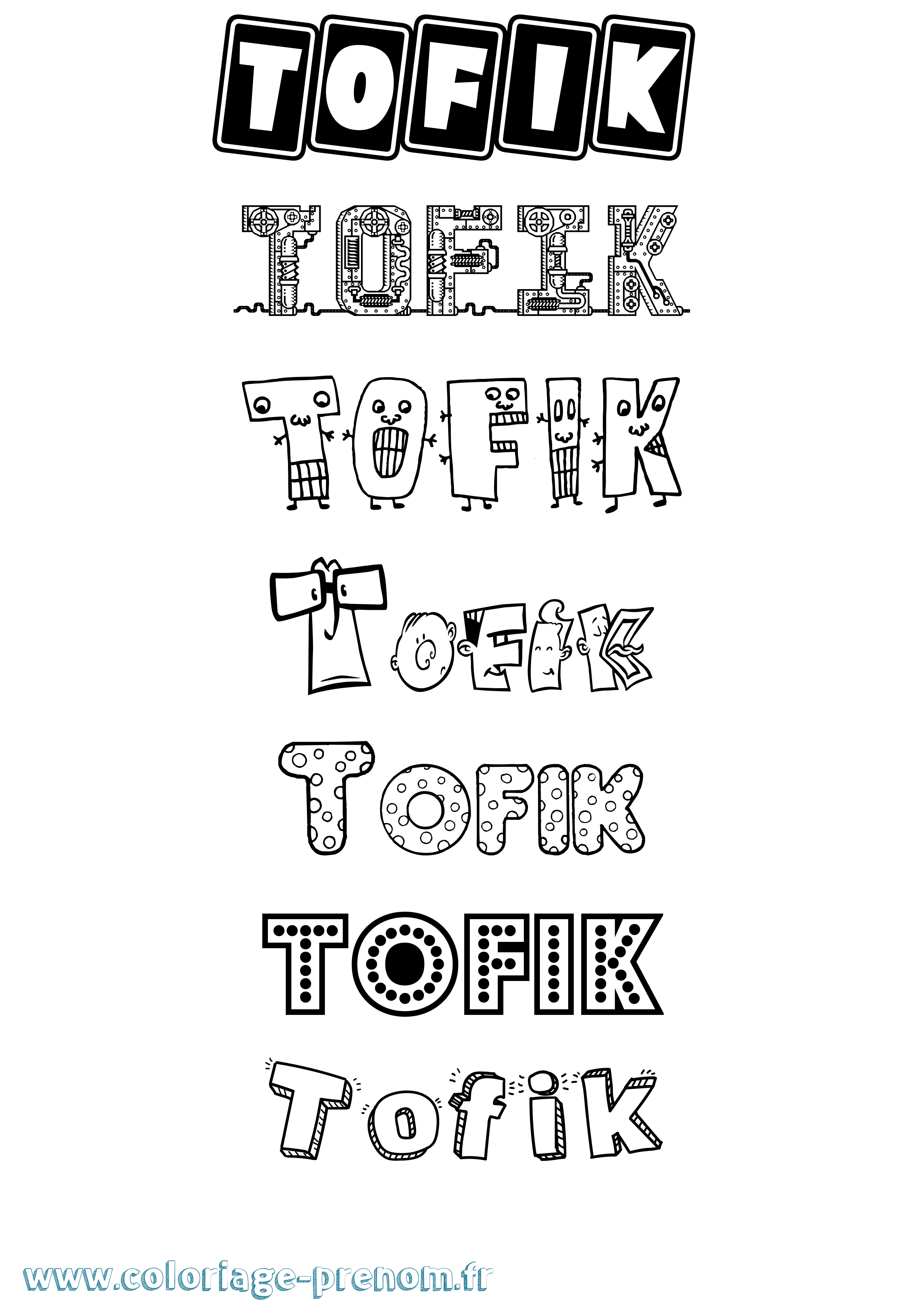 Coloriage Tofik Fun Coloriage prénom Tofik Fun