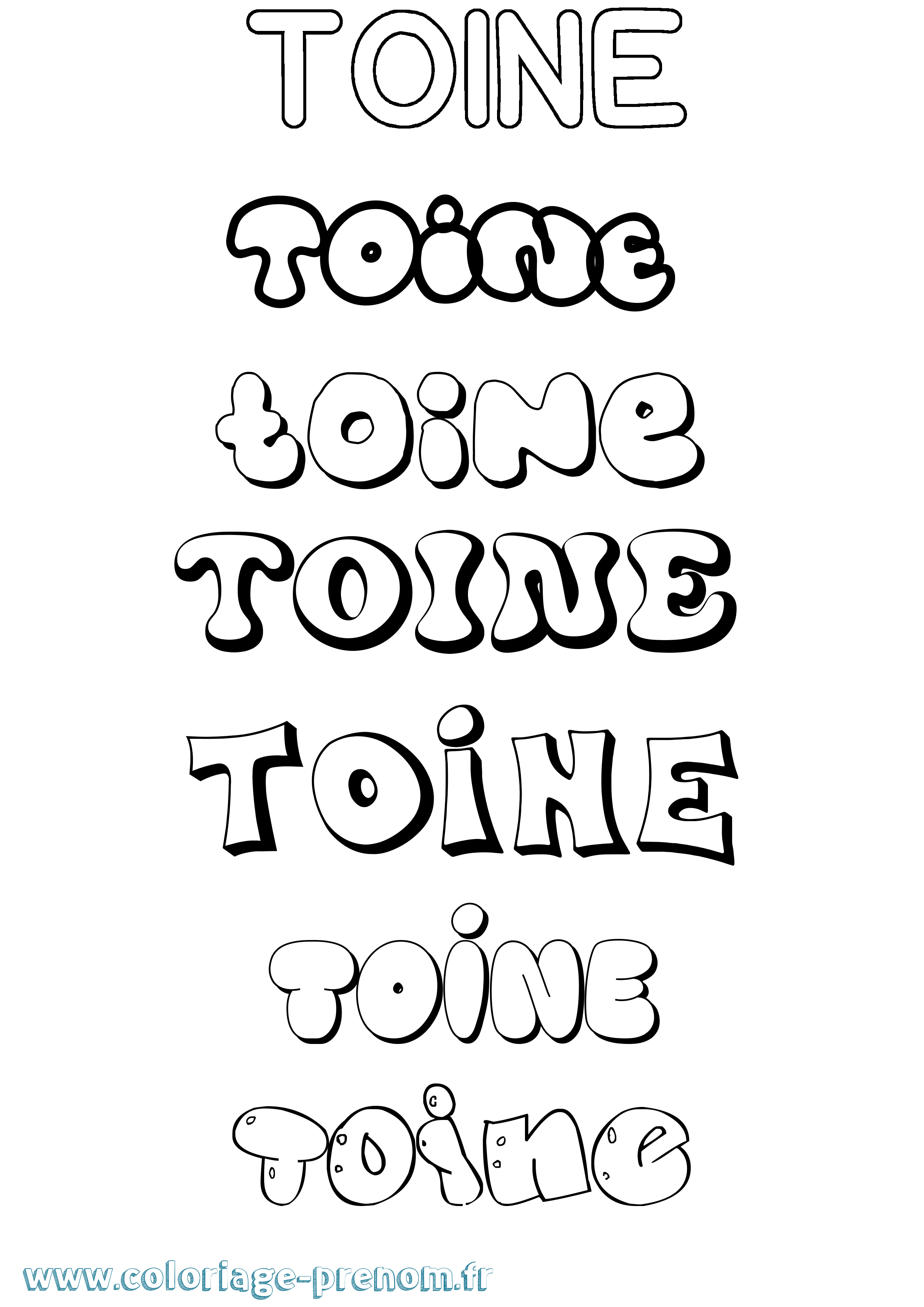 Coloriage Toine Bubble Coloriage prénom Toine Bubble