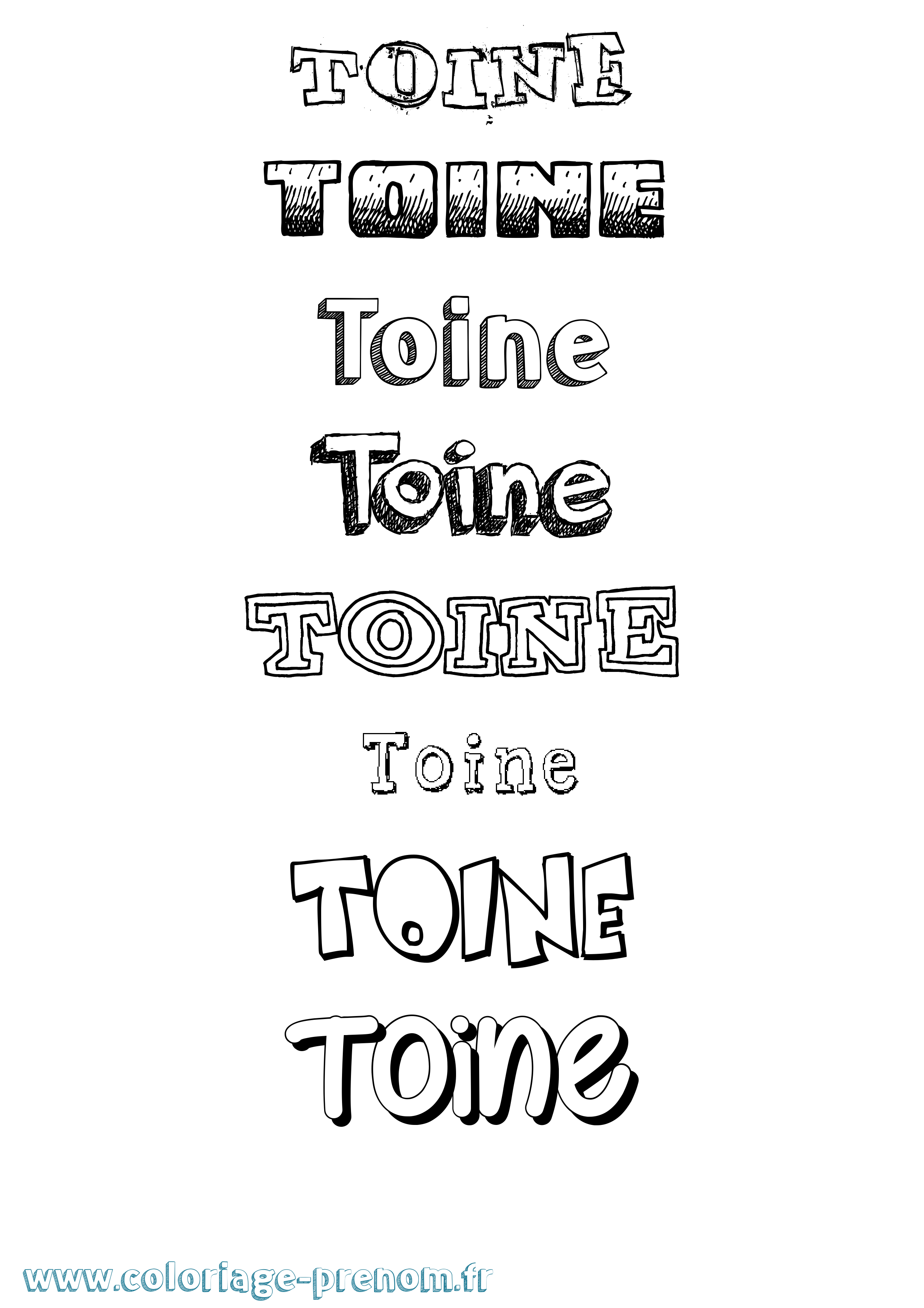 Coloriage Toine Dessiné Coloriage prénom Toine Dessiné