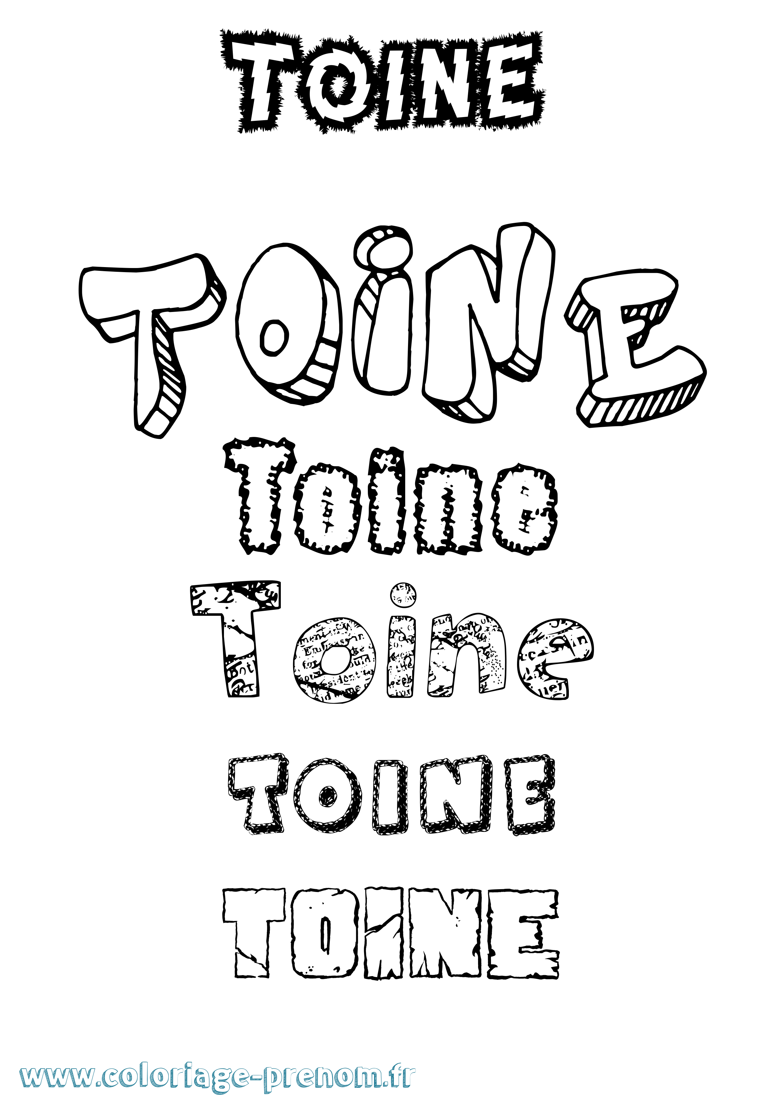 Coloriage Toine Destructuré Coloriage prénom Toine Destructuré