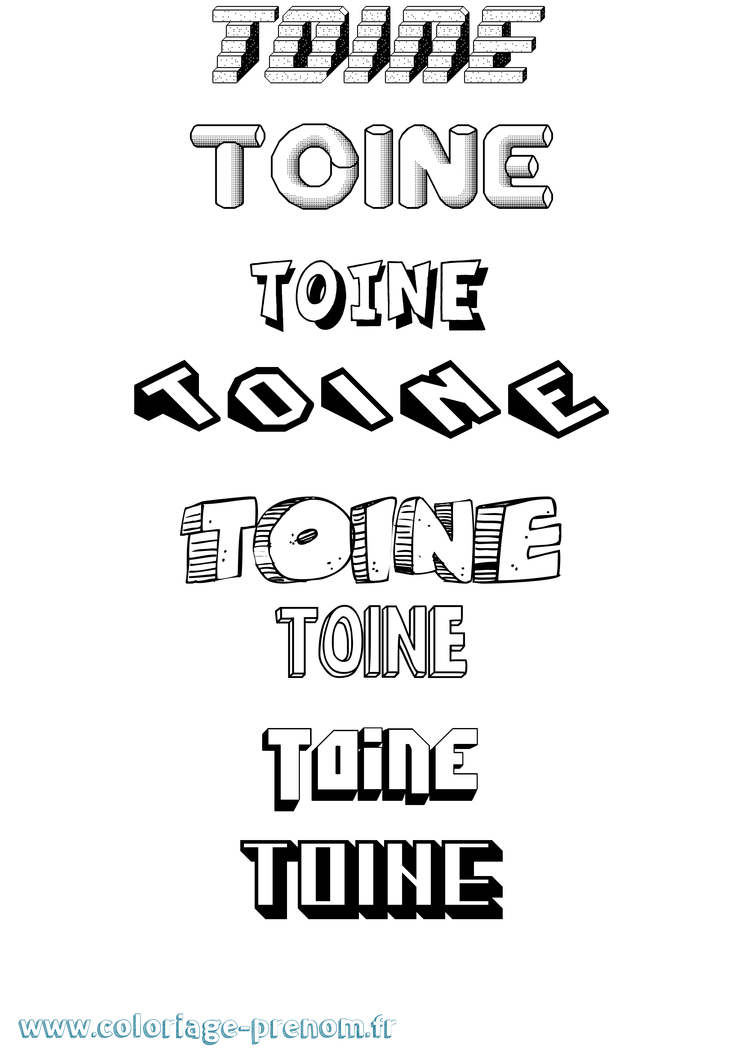 Coloriage Toine Effet 3D Coloriage prénom Toine Effet 3D
