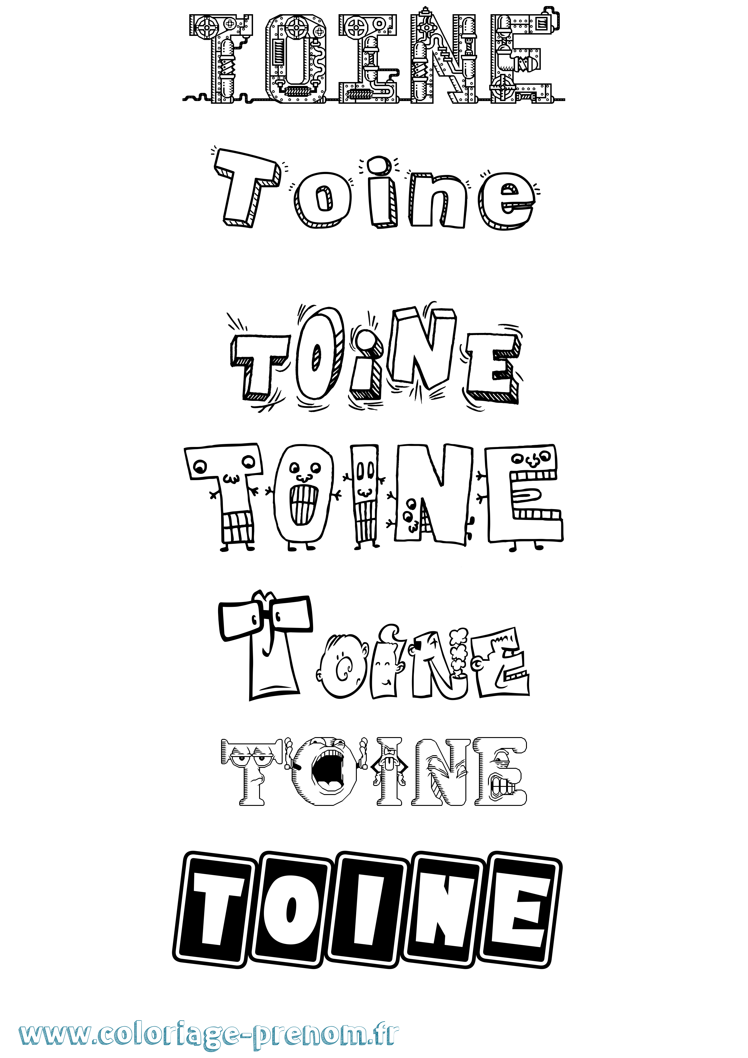 Coloriage Toine Fun Coloriage prénom Toine Fun