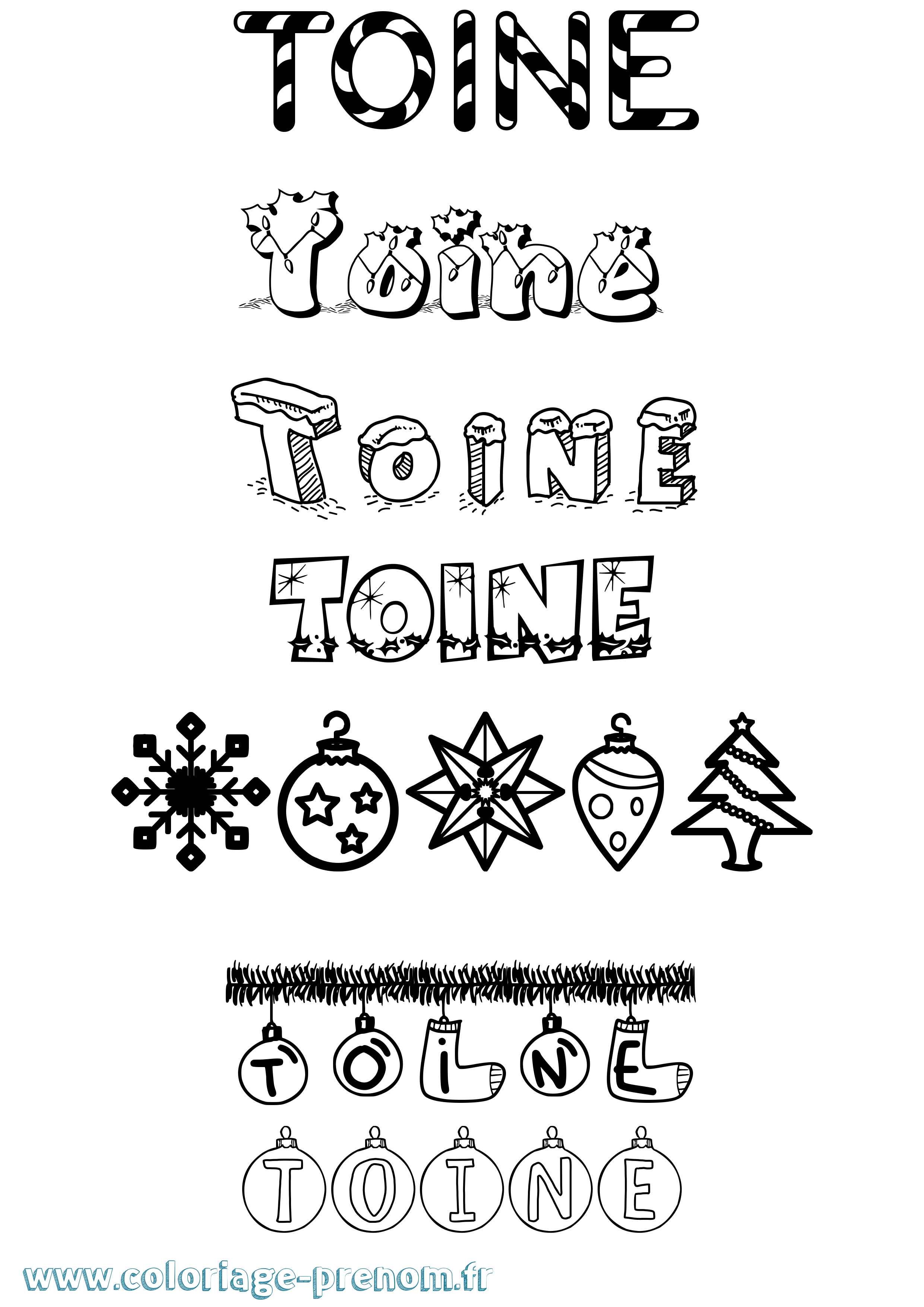 Coloriage Toine Noël Coloriage prénom Toine Noël