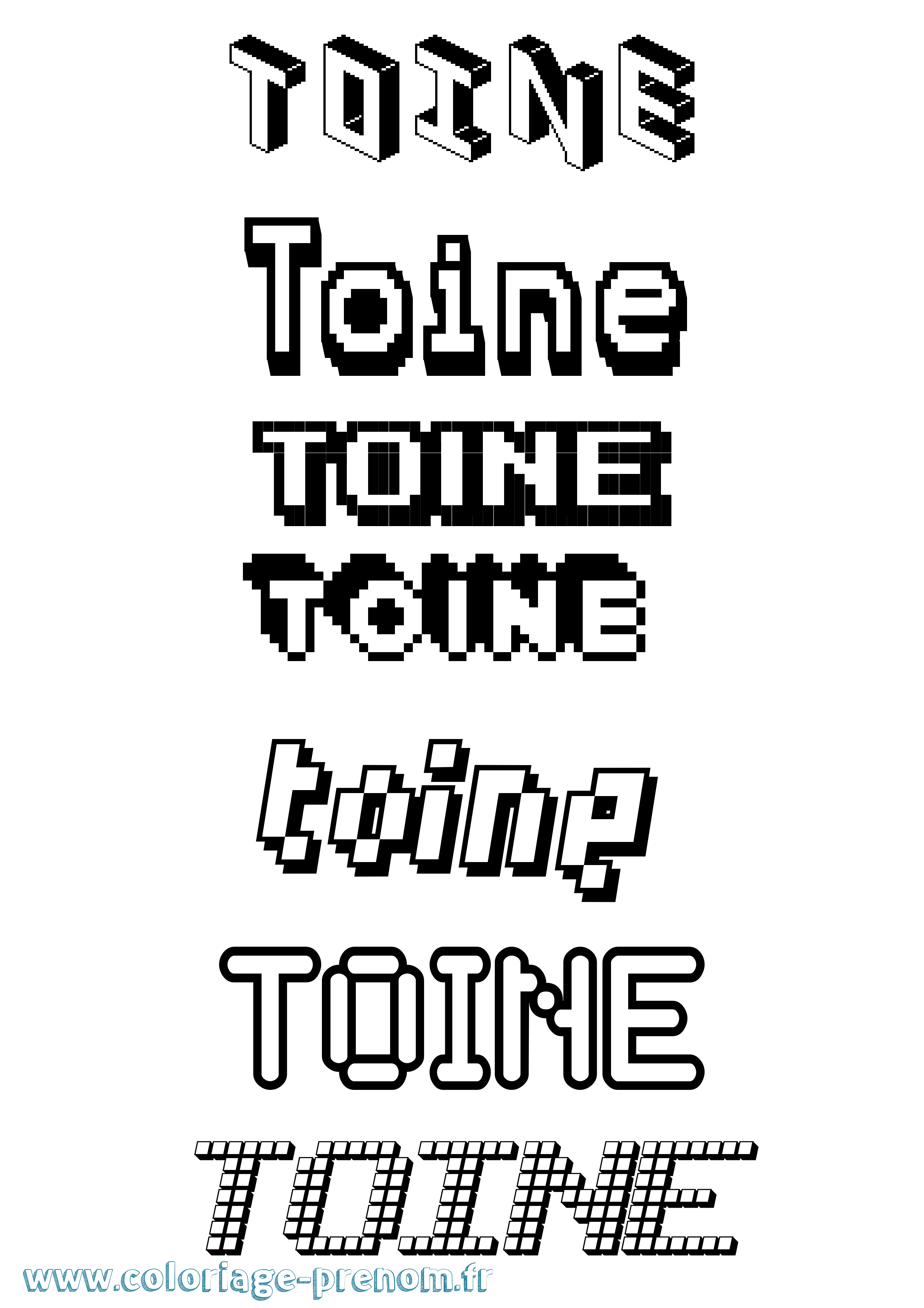 Coloriage Toine Pixel Coloriage prénom Toine Pixel