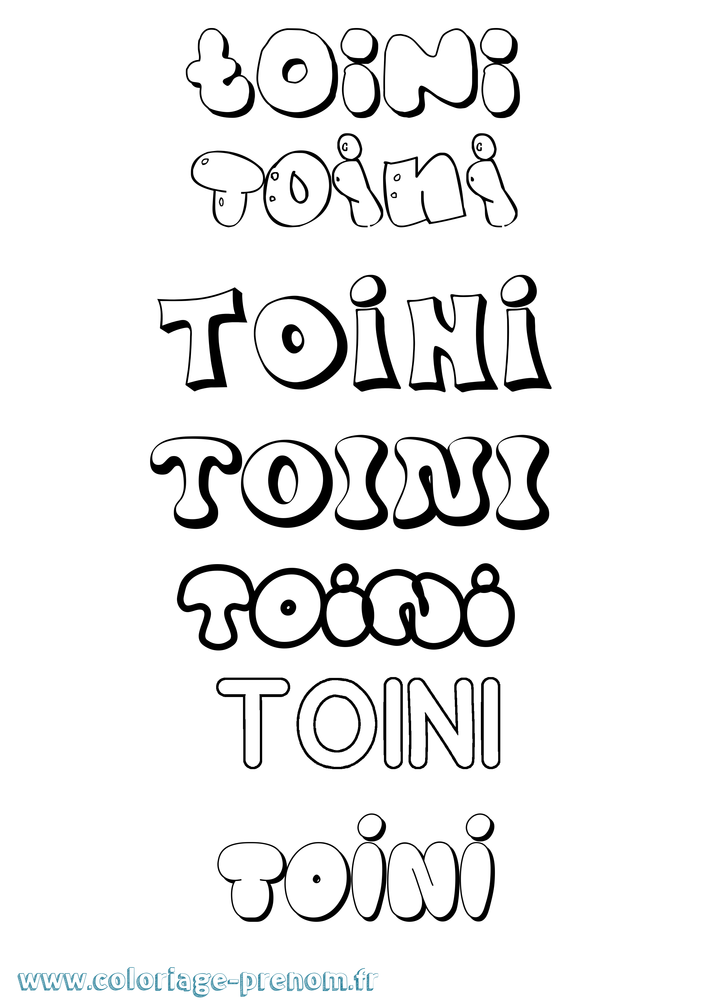 Coloriage Toini Bubble Coloriage prénom Toini Bubble