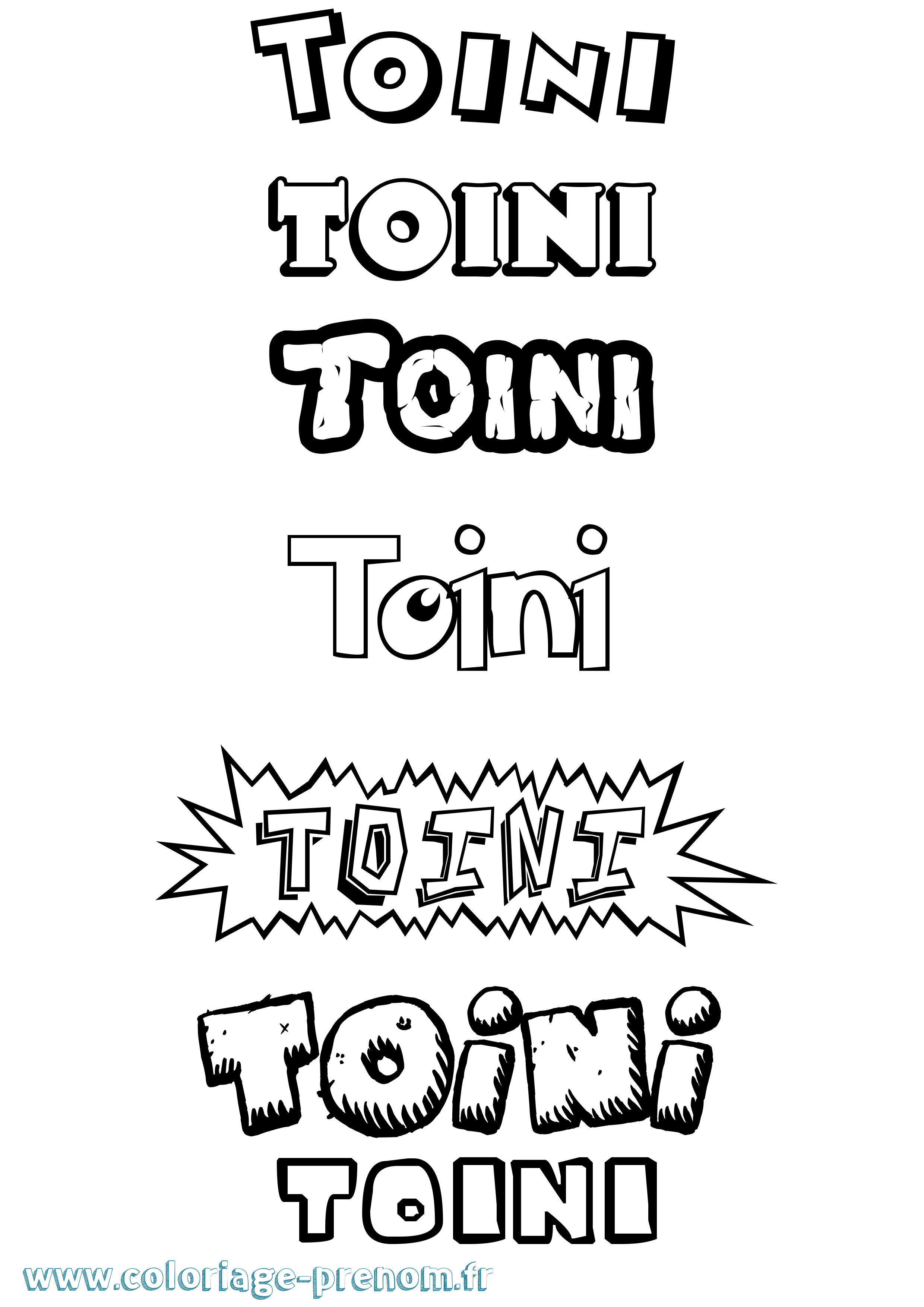 Coloriage Toini Dessin Animé Coloriage prénom Toini Dessin Animé