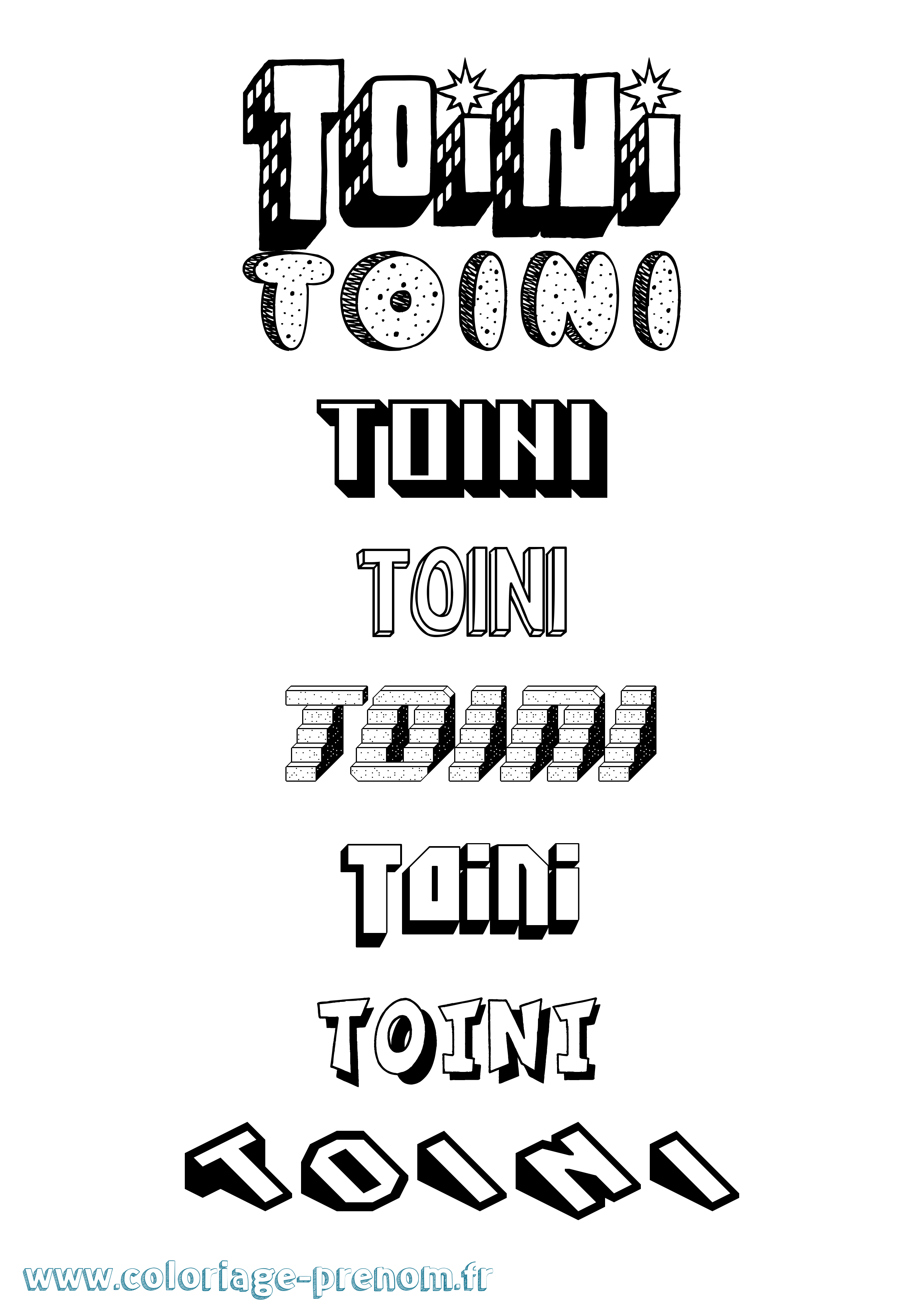 Coloriage Toini Effet 3D Coloriage prénom Toini Effet 3D
