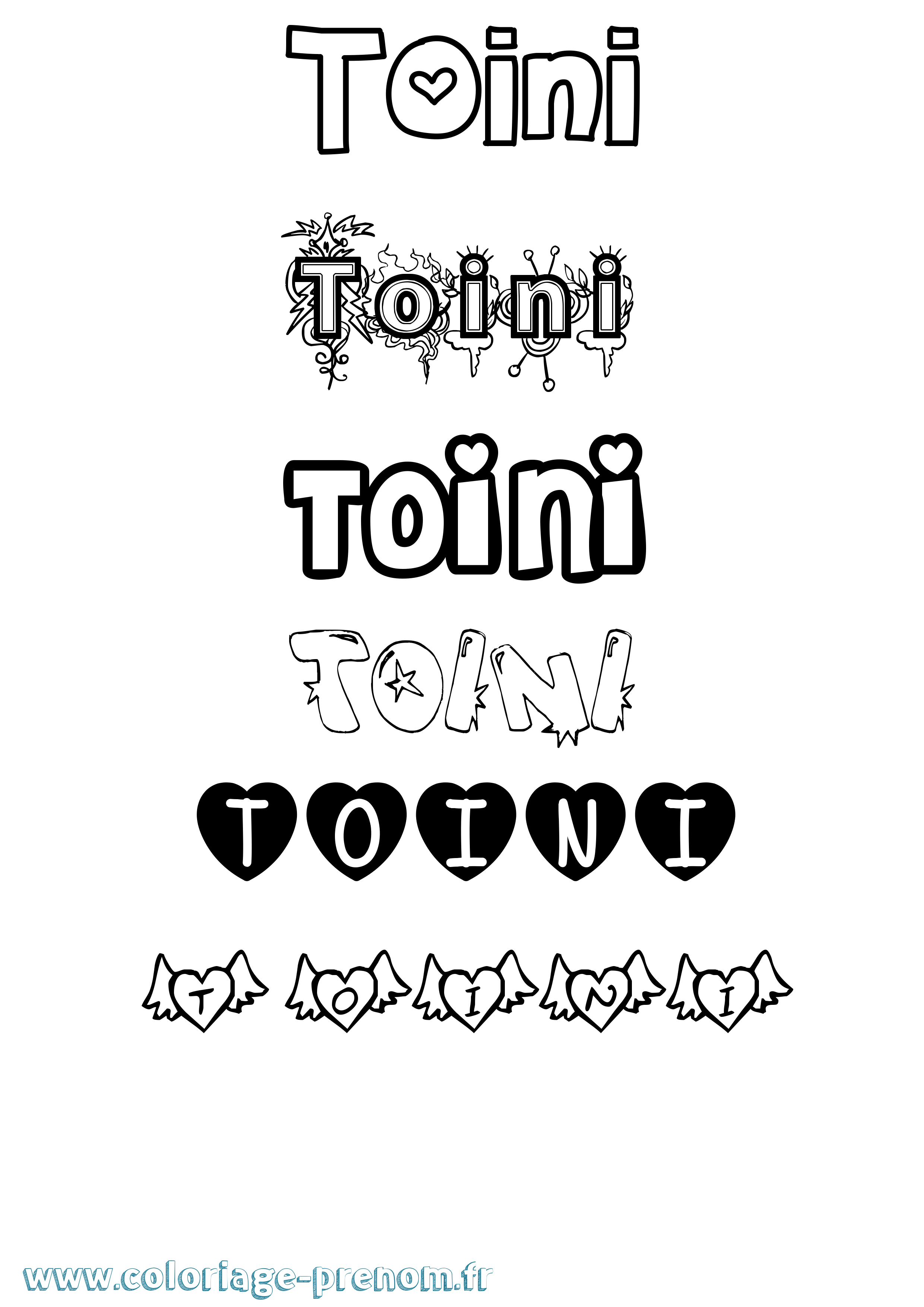 Coloriage Toini Girly Coloriage prénom Toini Girly