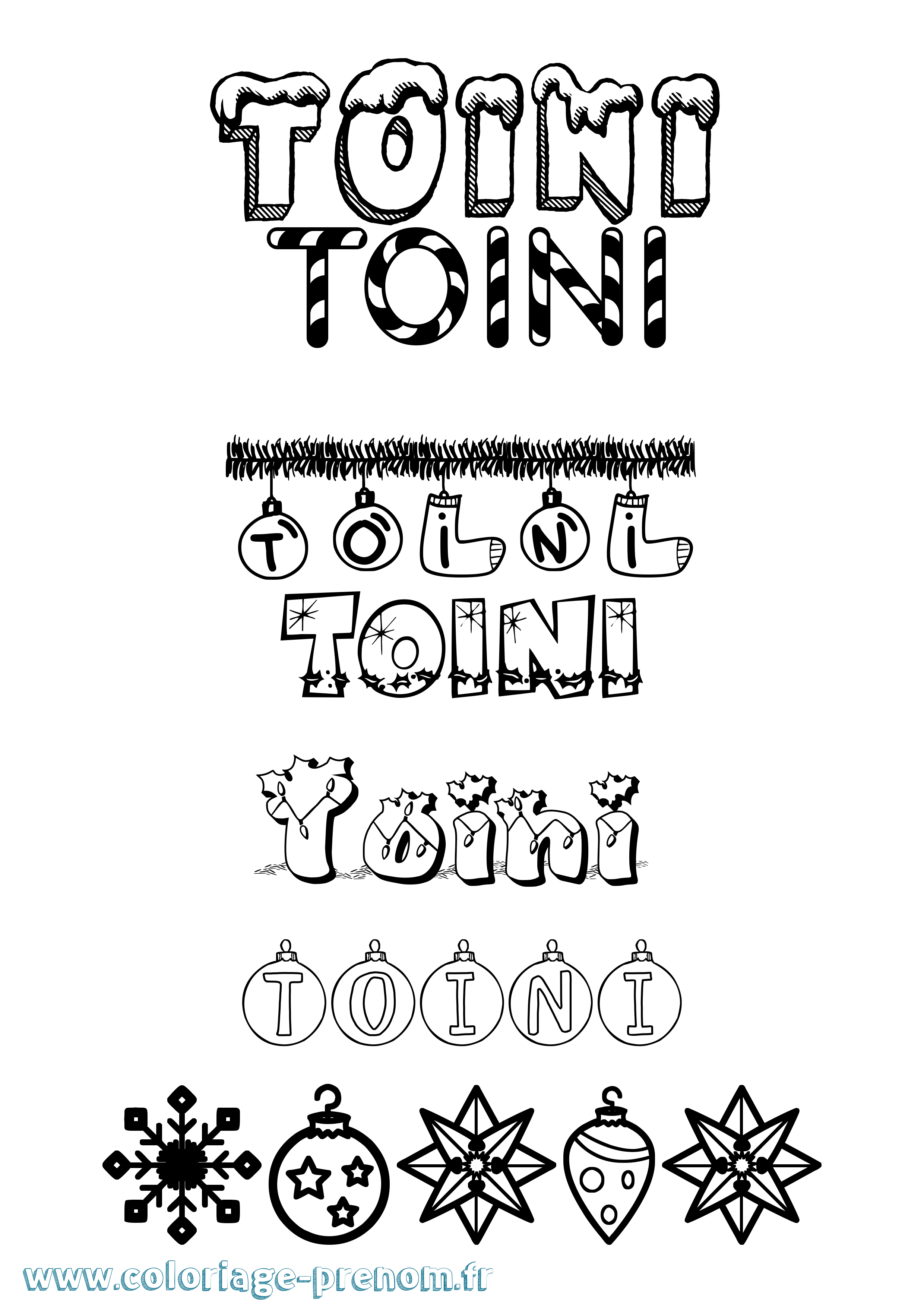Coloriage Toini Noël Coloriage prénom Toini Noël