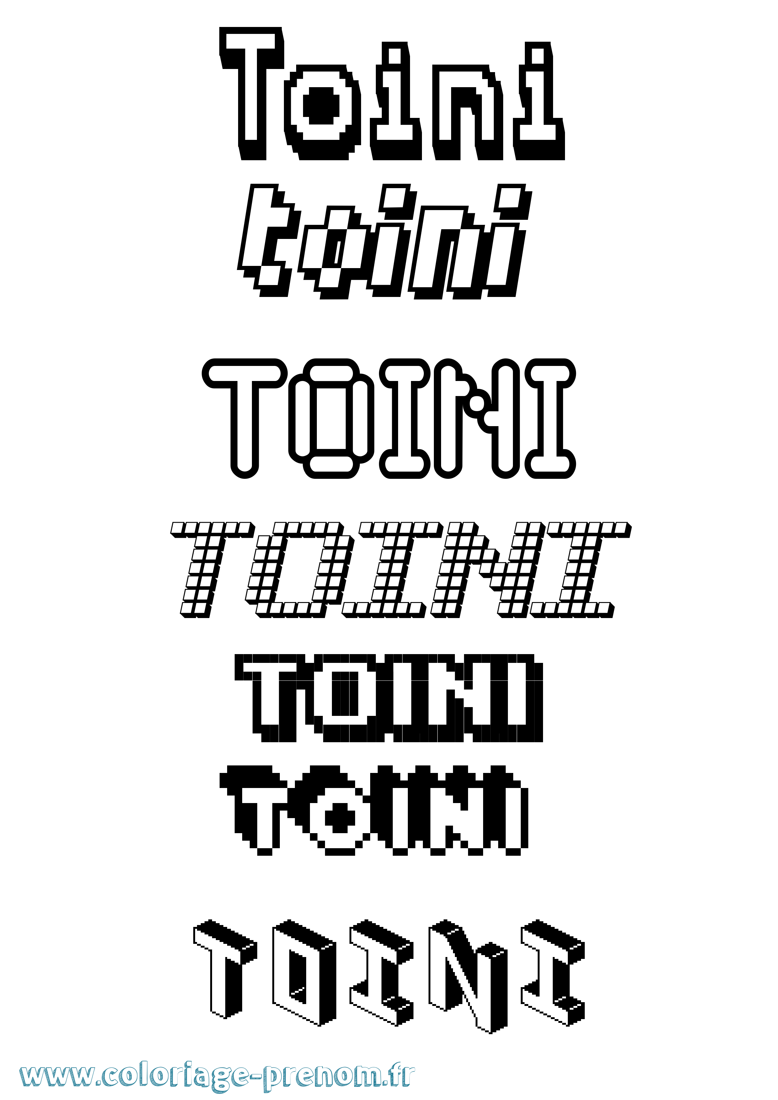 Coloriage Toini Pixel Coloriage prénom Toini Pixel