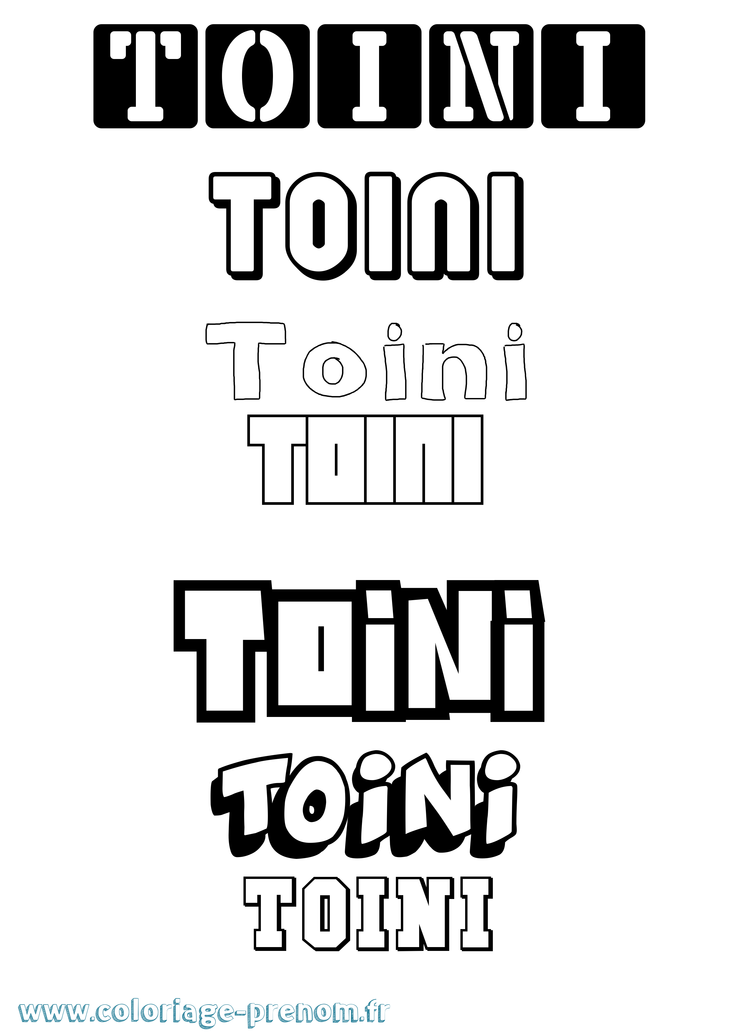 Coloriage Toini Simple Coloriage prénom Toini Simple