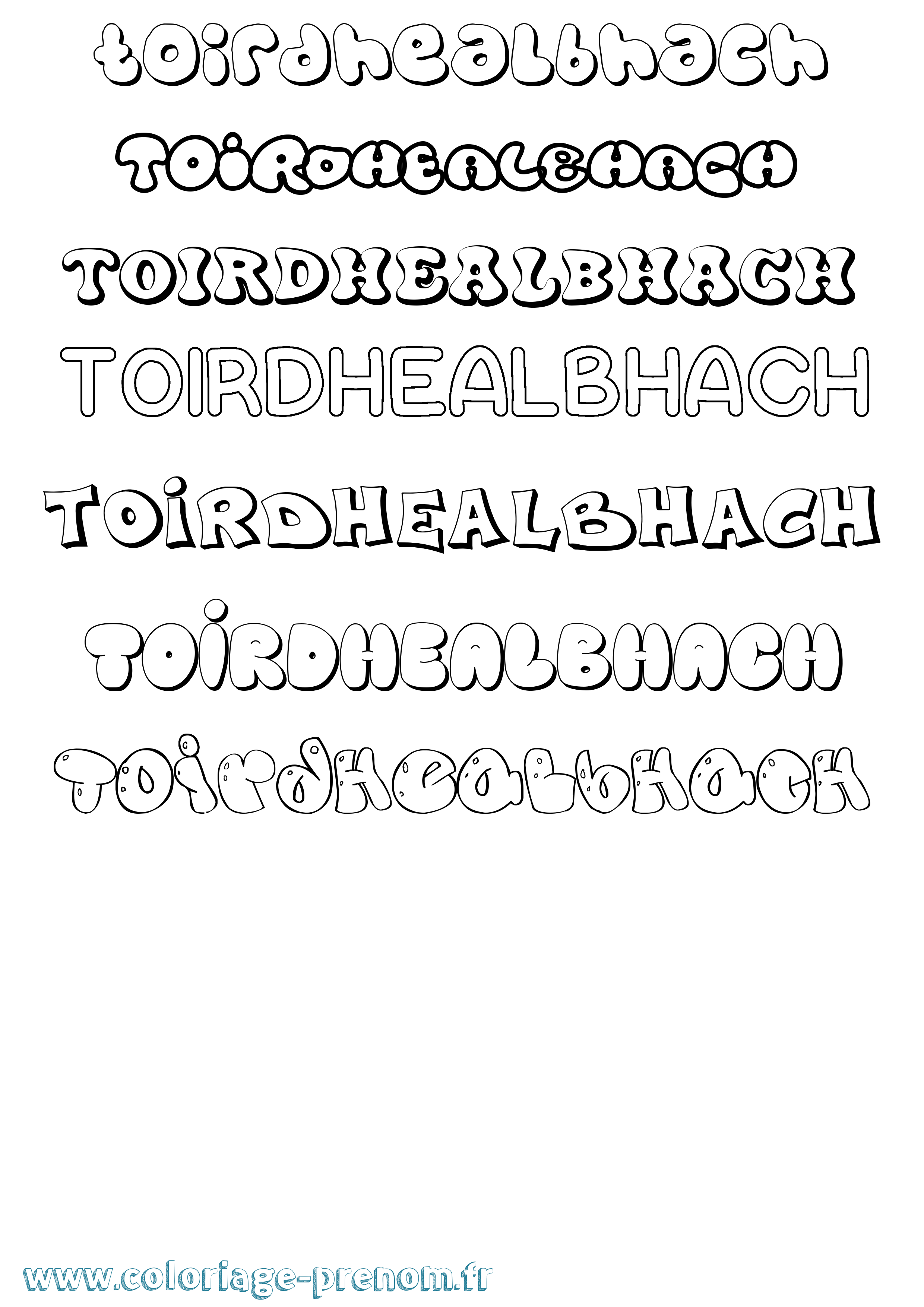 Coloriage Toirdhealbhach Bubble Coloriage prénom Toirdhealbhach Bubble