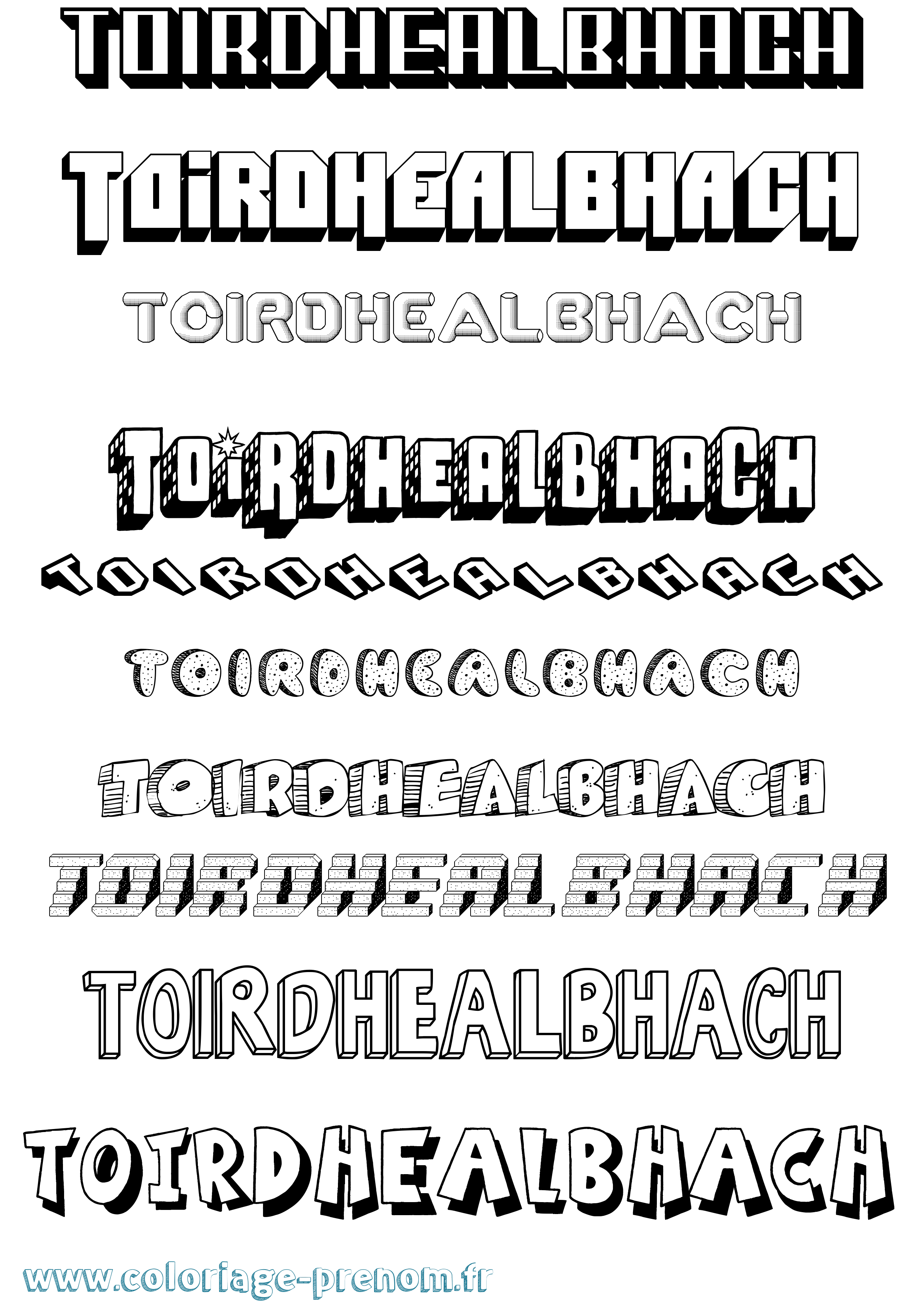 Coloriage Toirdhealbhach Effet 3D Coloriage prénom Toirdhealbhach Effet 3D