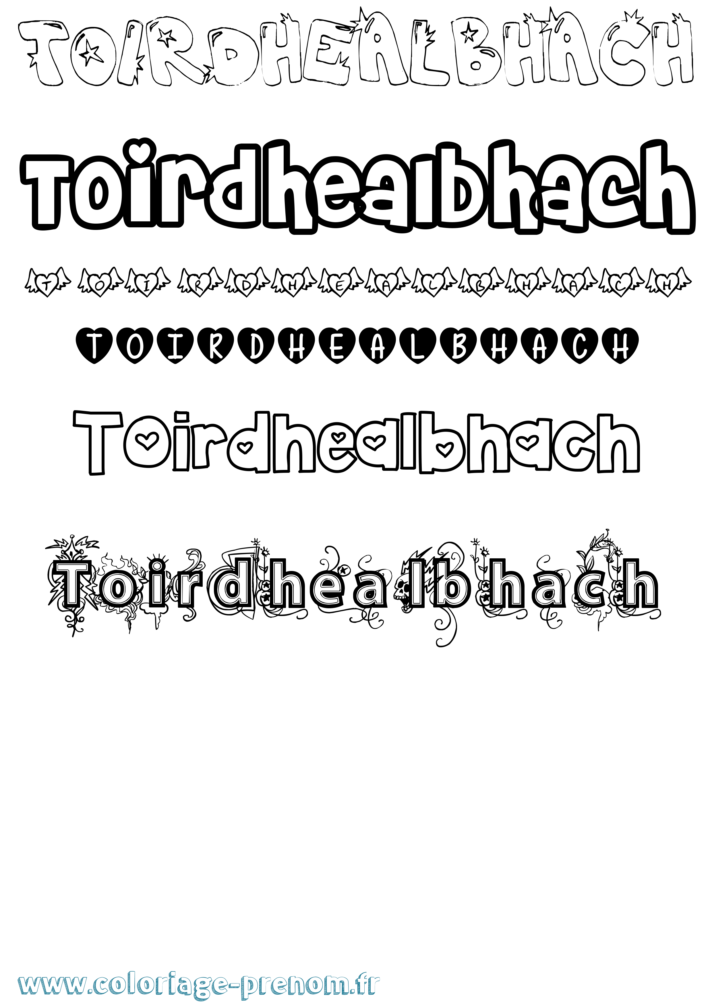 Coloriage Toirdhealbhach Girly Coloriage prénom Toirdhealbhach Girly