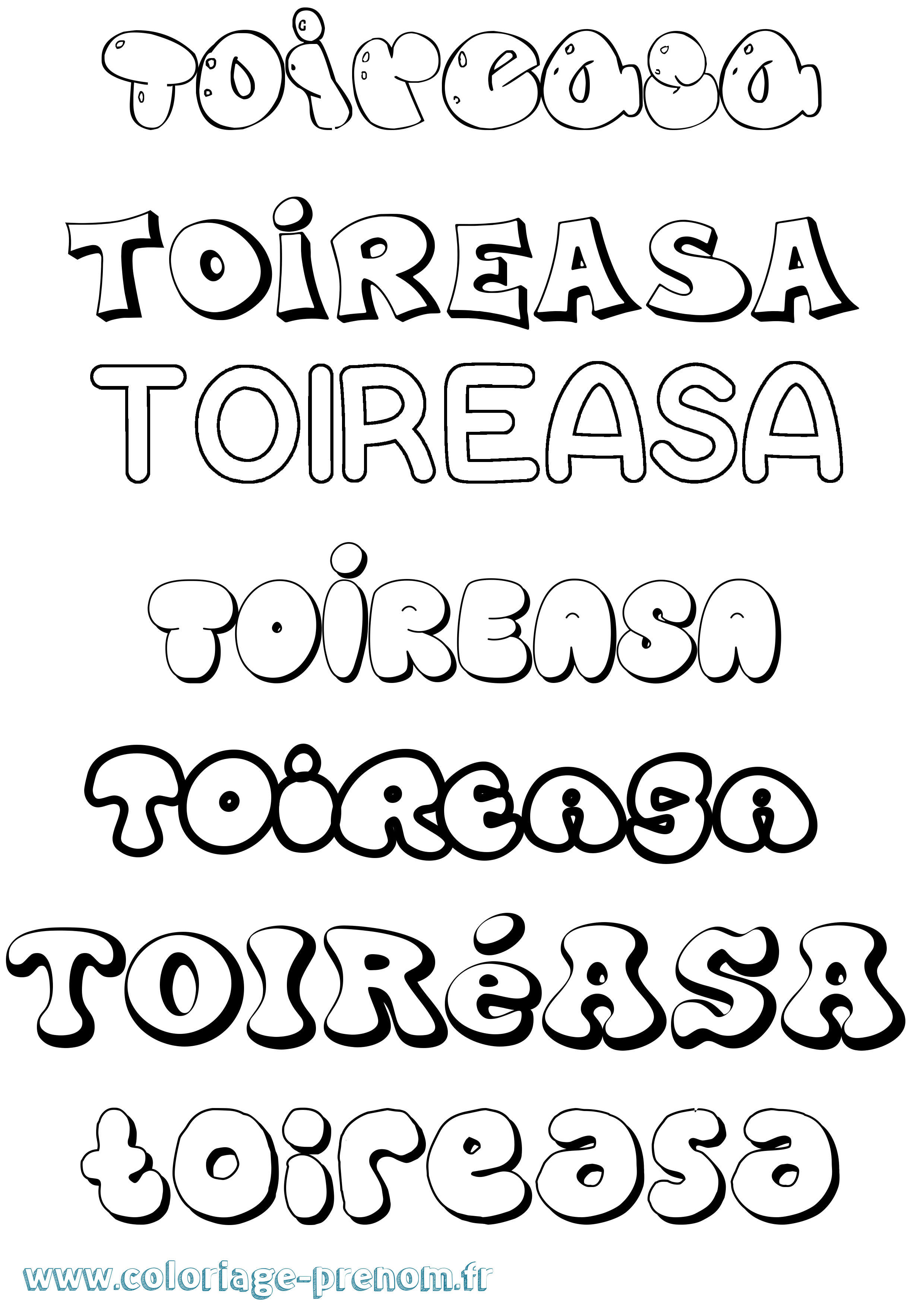 Coloriage Toiréasa Bubble Coloriage prénom Toiréasa Bubble