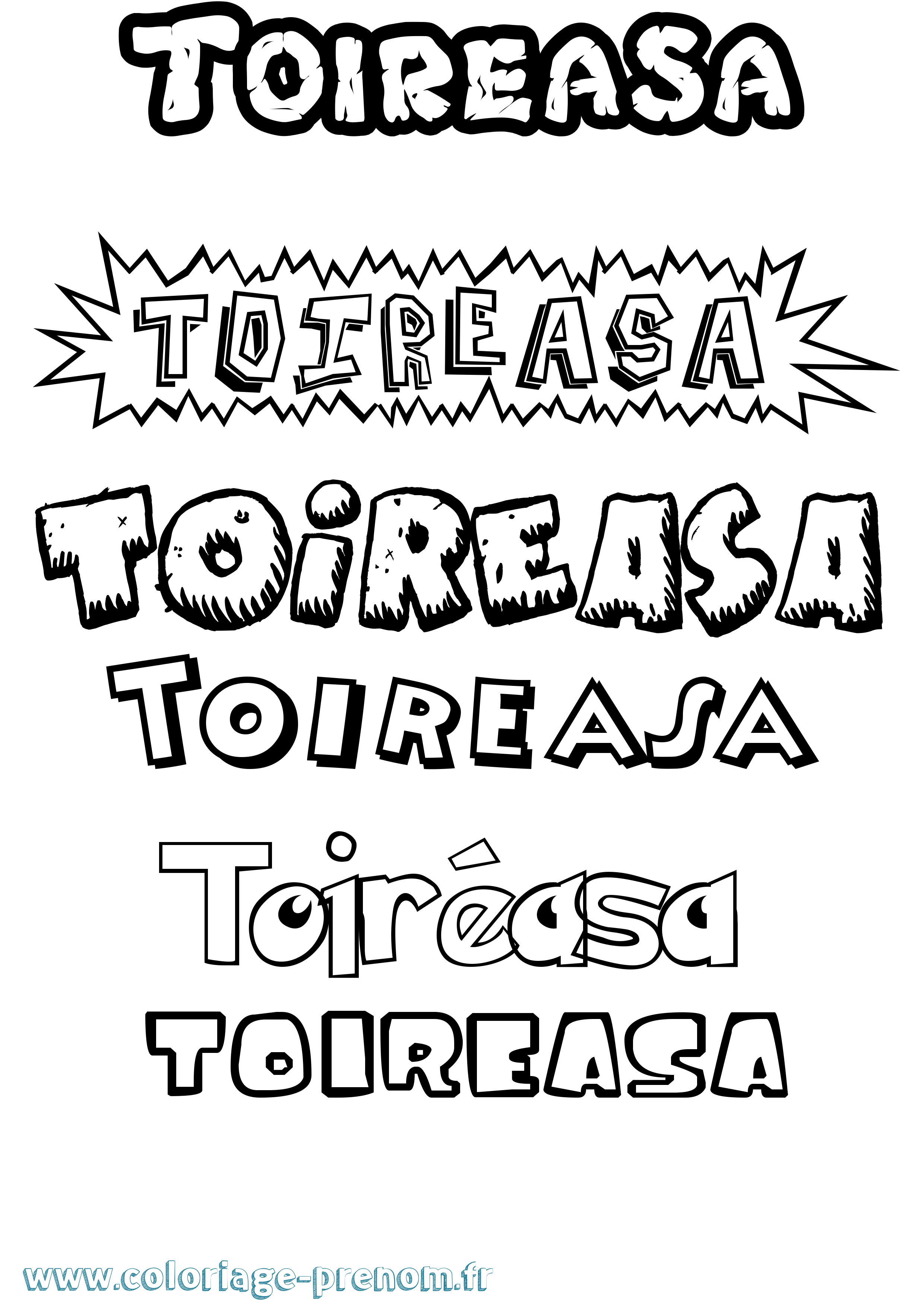 Coloriage Toiréasa Dessin Animé Coloriage prénom Toiréasa Dessin Animé