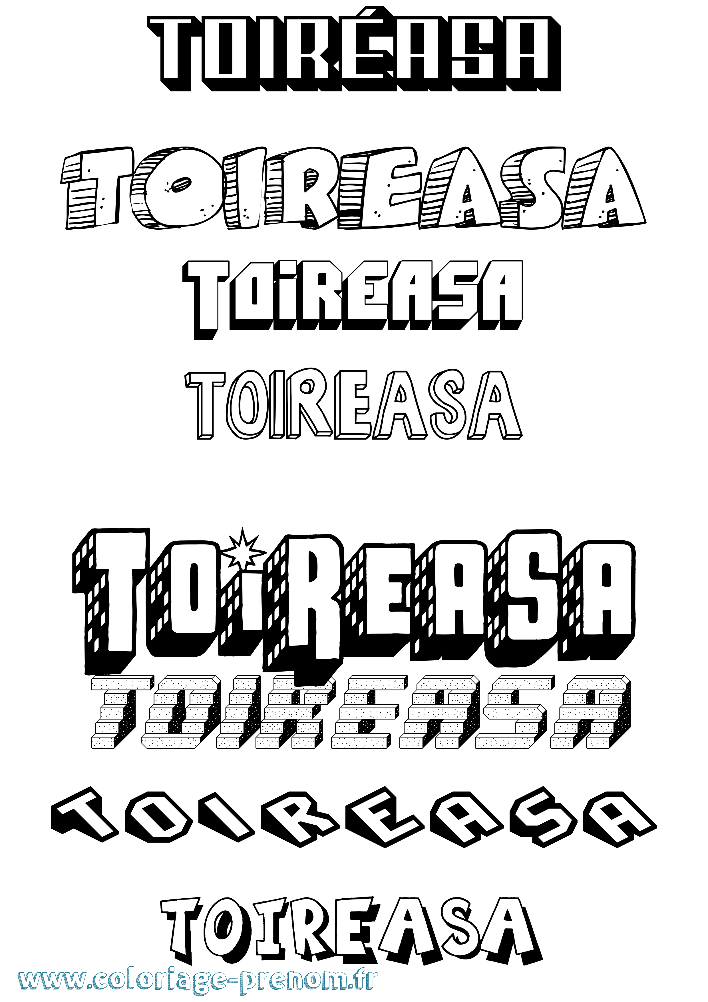 Coloriage Toiréasa Effet 3D Coloriage prénom Toiréasa Effet 3D