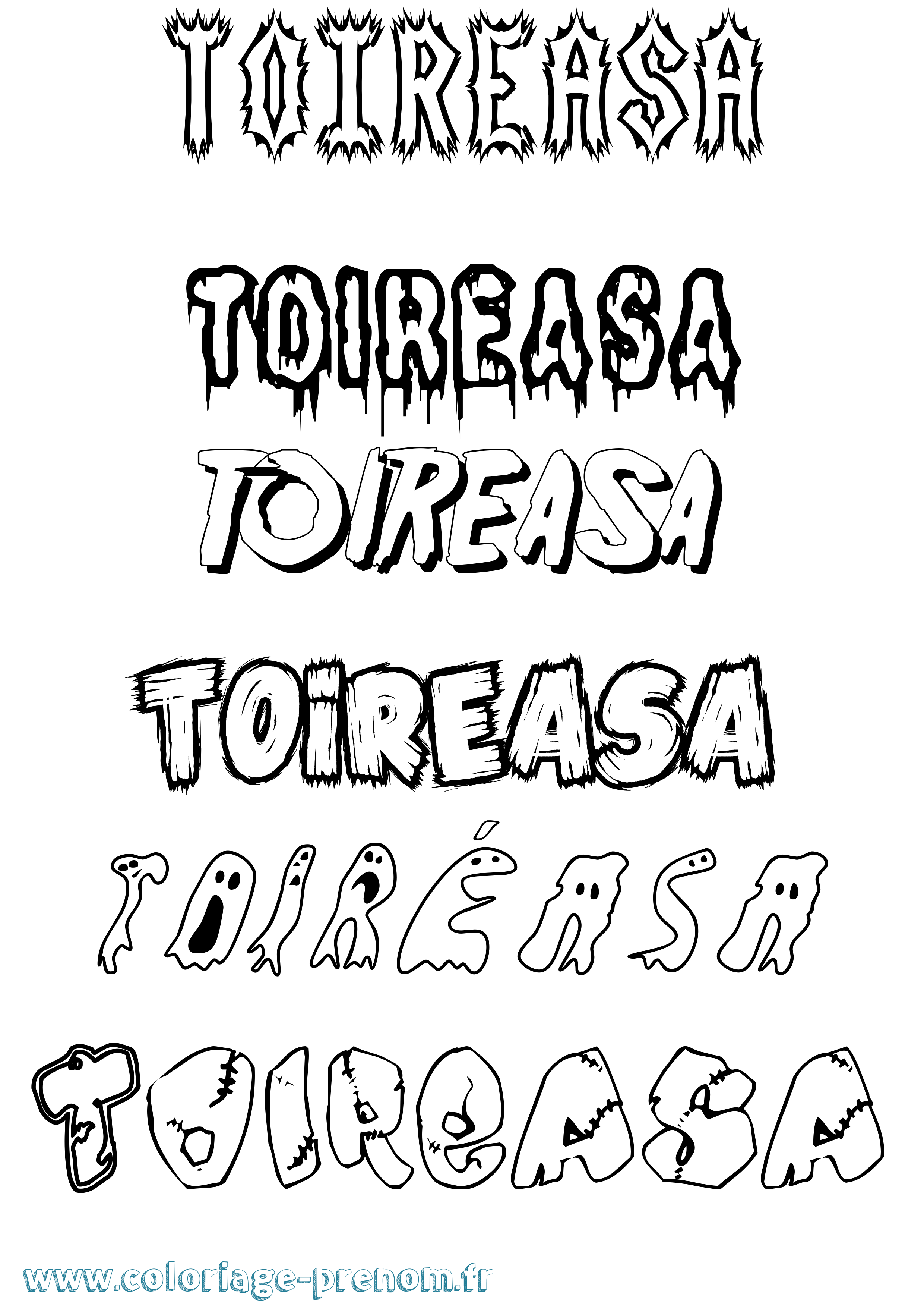 Coloriage Toiréasa Frisson Coloriage prénom Toiréasa Frisson