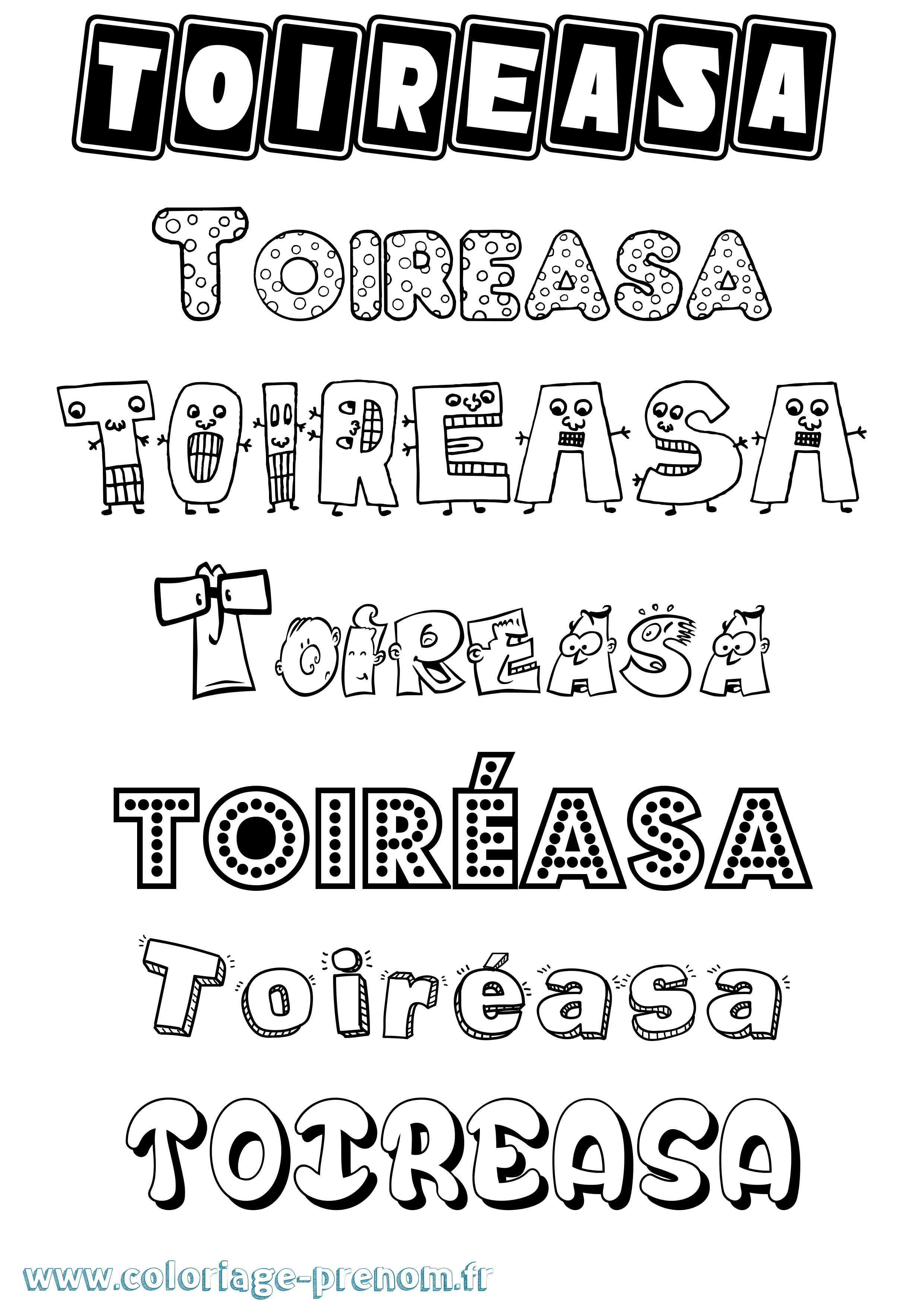 Coloriage Toiréasa Fun Coloriage prénom Toiréasa Fun