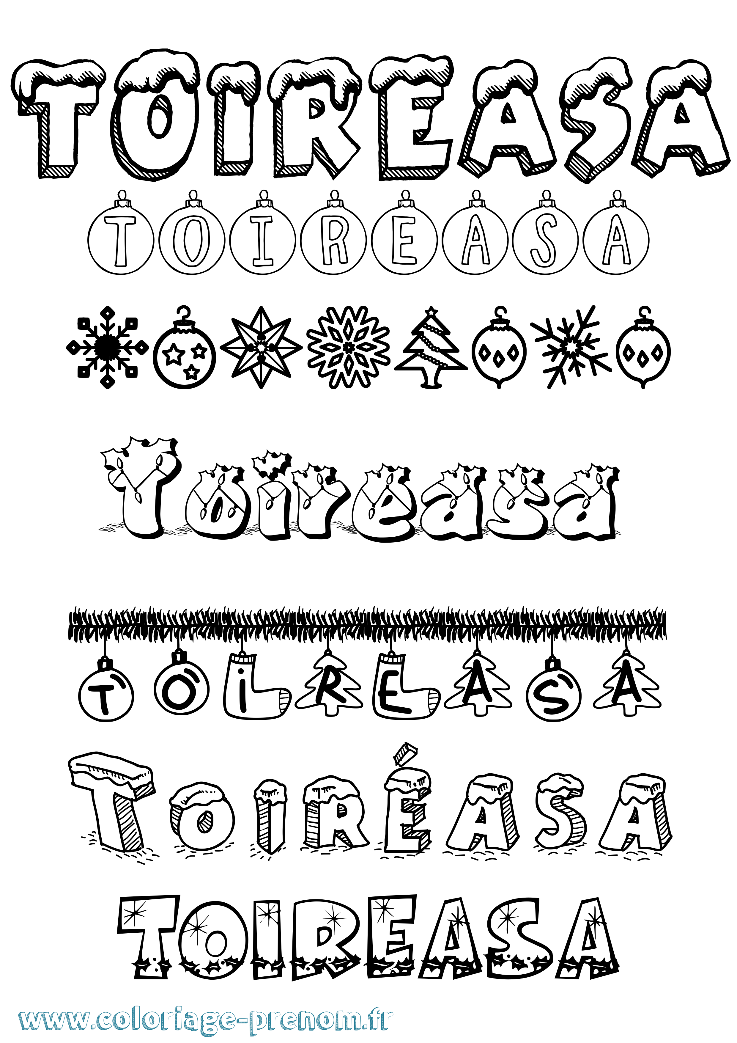 Coloriage Toiréasa Noël Coloriage prénom Toiréasa Noël