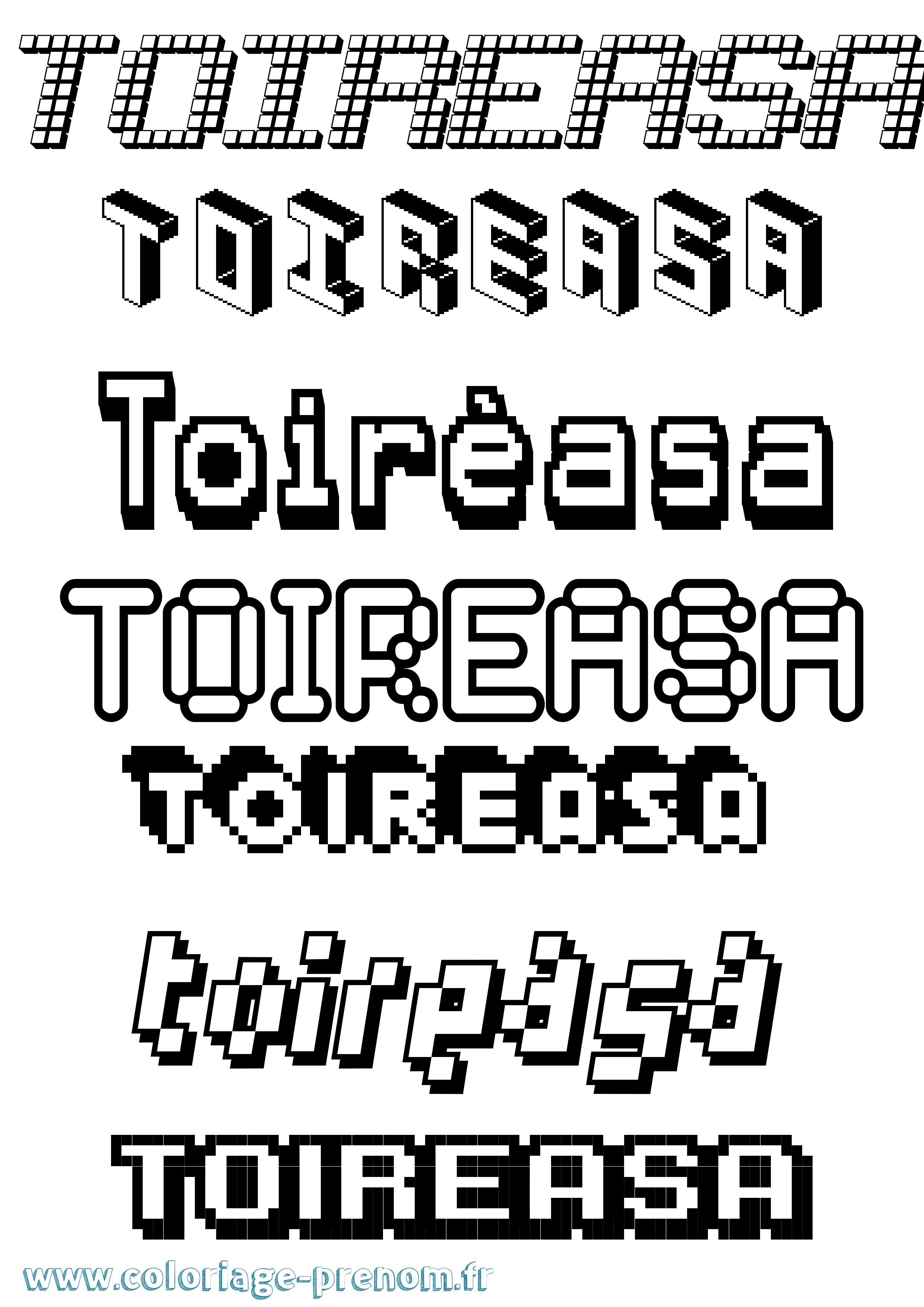 Coloriage Toiréasa Pixel Coloriage prénom Toiréasa Pixel