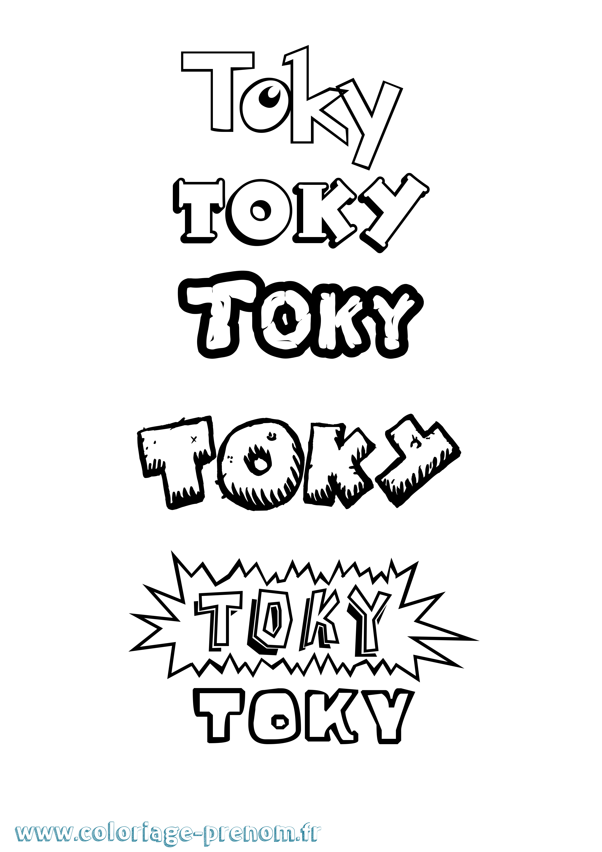Coloriage Toky Dessin Animé Coloriage prénom Toky Dessin Animé